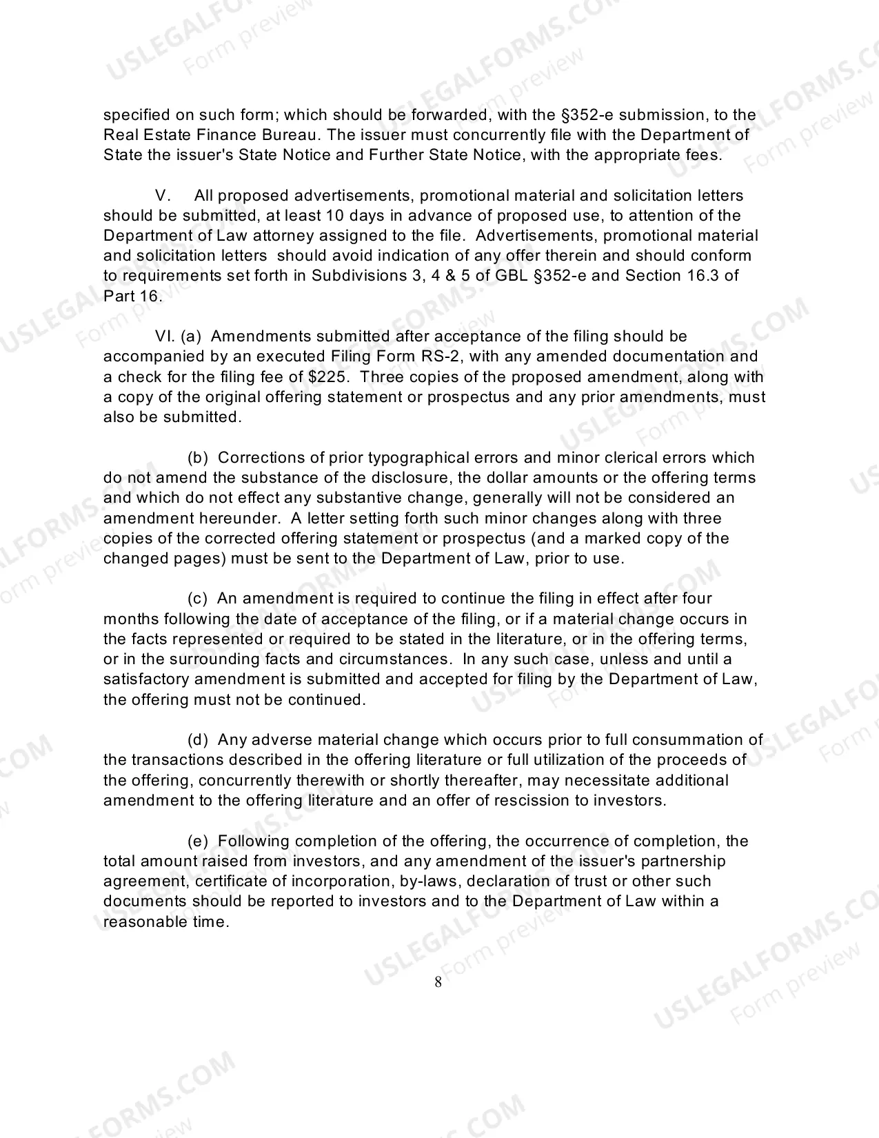 Preview Instruction Sheet for Real Estate Syndication Full Filing Under GBL 352-e