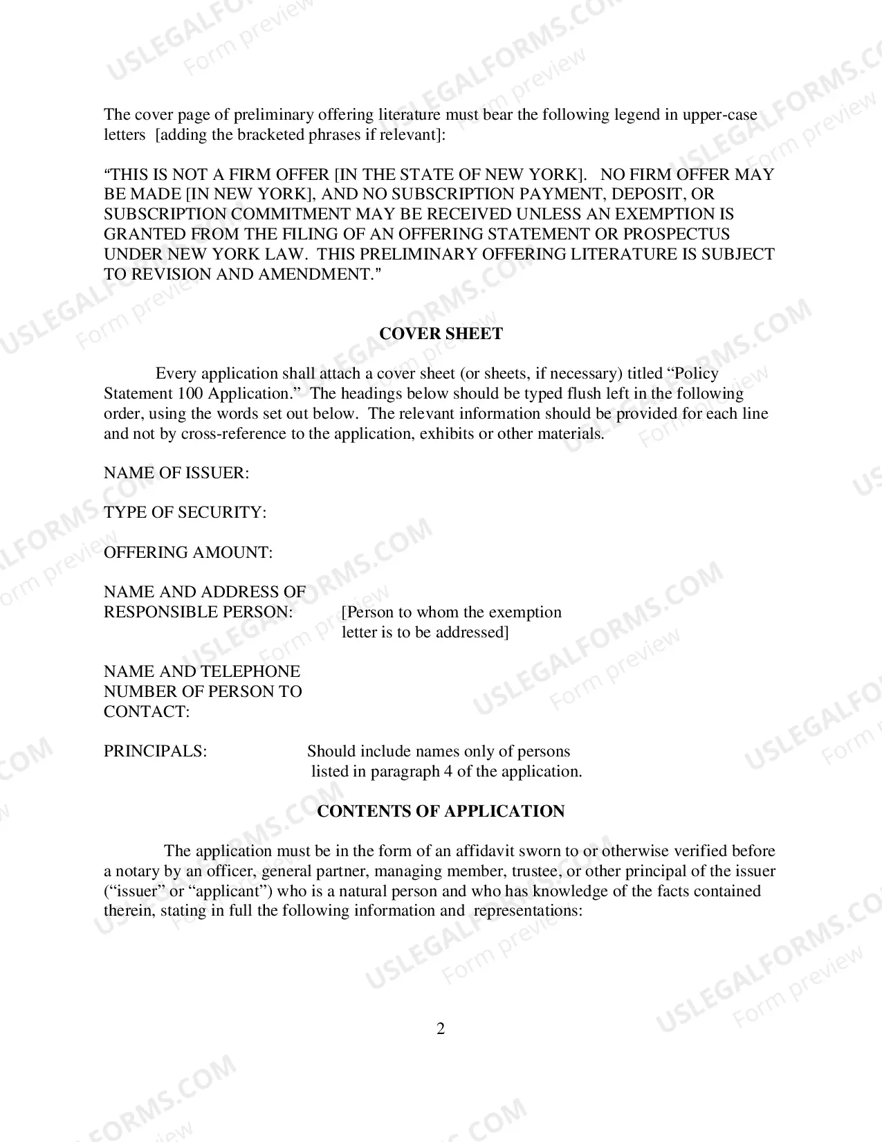 Preview Policy Statement 100