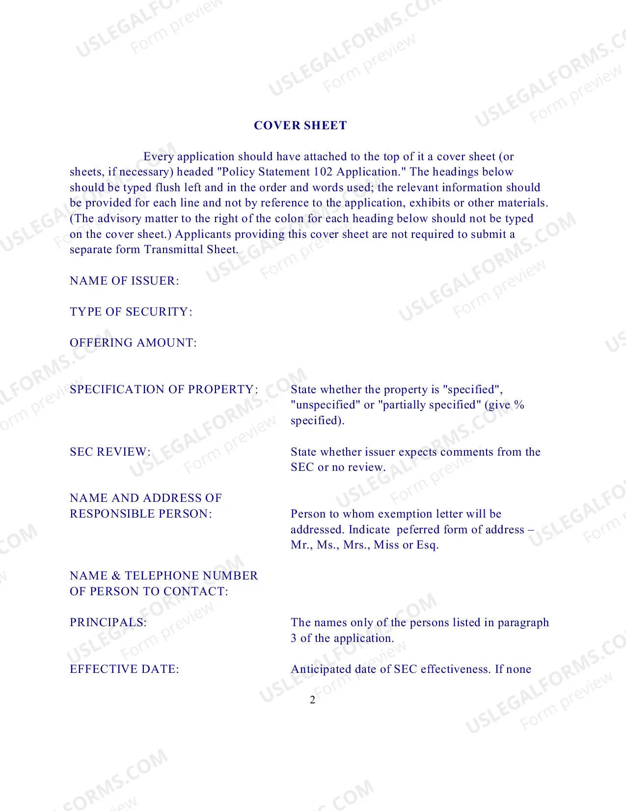 Preview Policy Statement 102