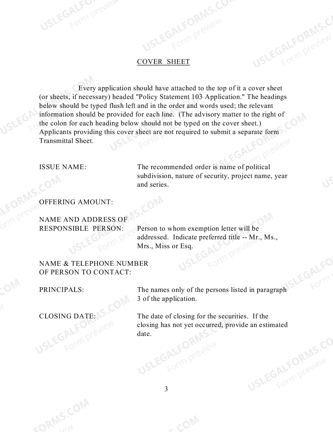 Preview Policy Statement 103
