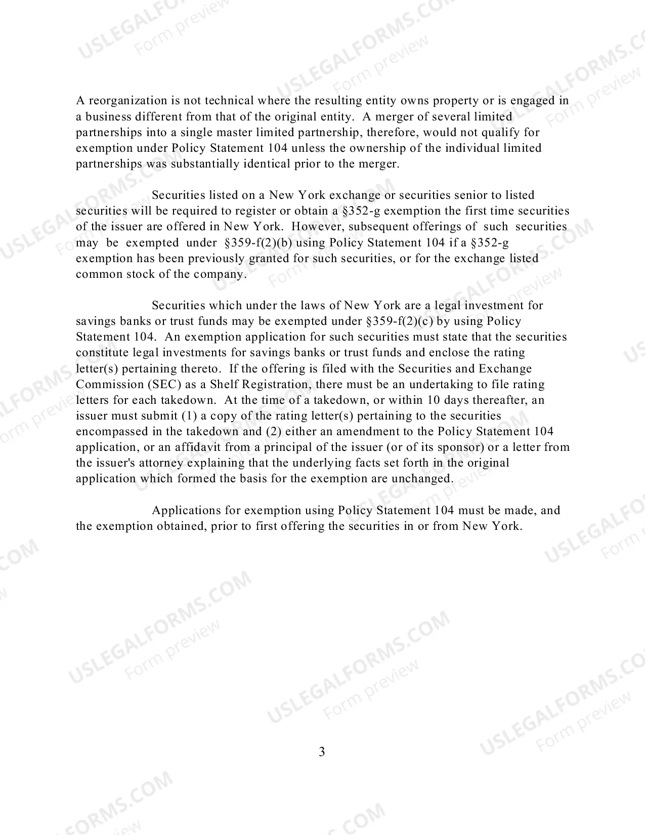 Preview Policy Statement 104
