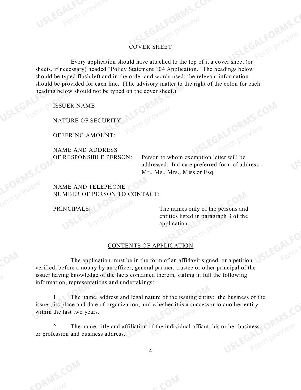 Preview Policy Statement 104