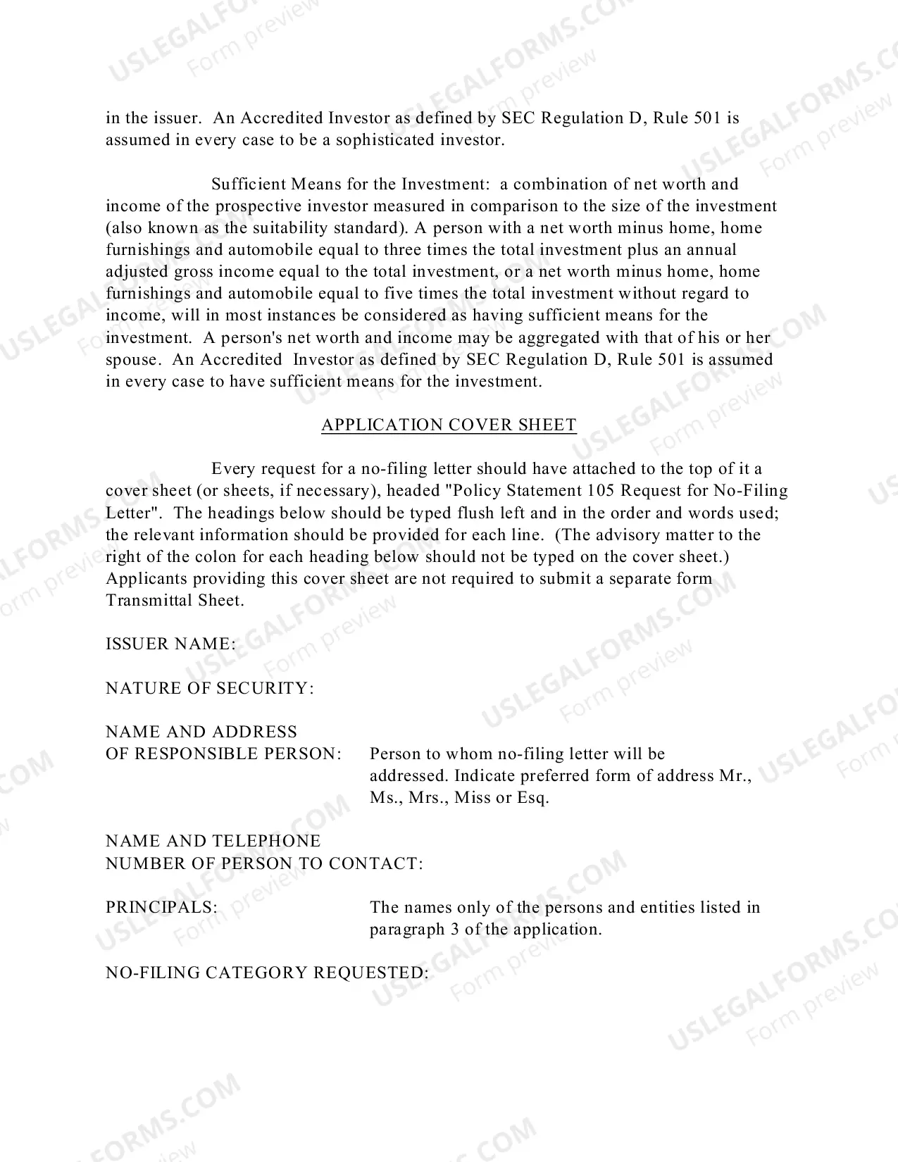 Preview Policy Statement 105