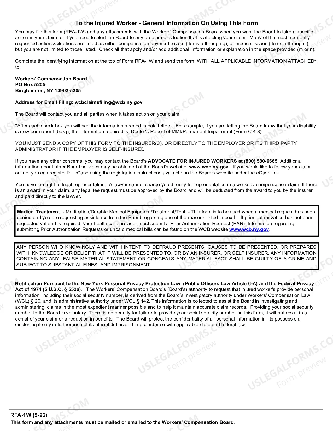 Preview Request for Assistance by Injured Worker for Workers Compensation