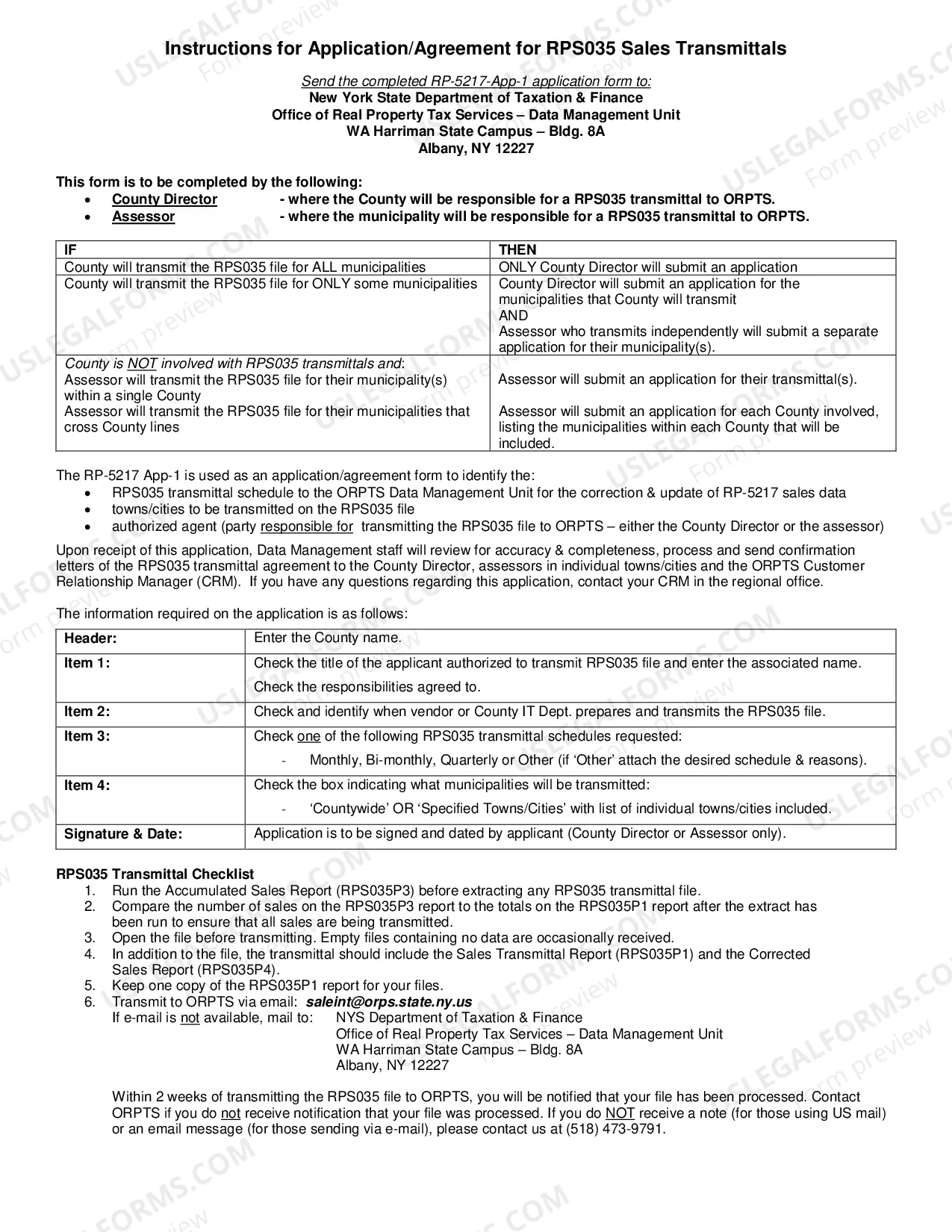 Preview Application-Agreement For RPS035 Transmittal To ORPS