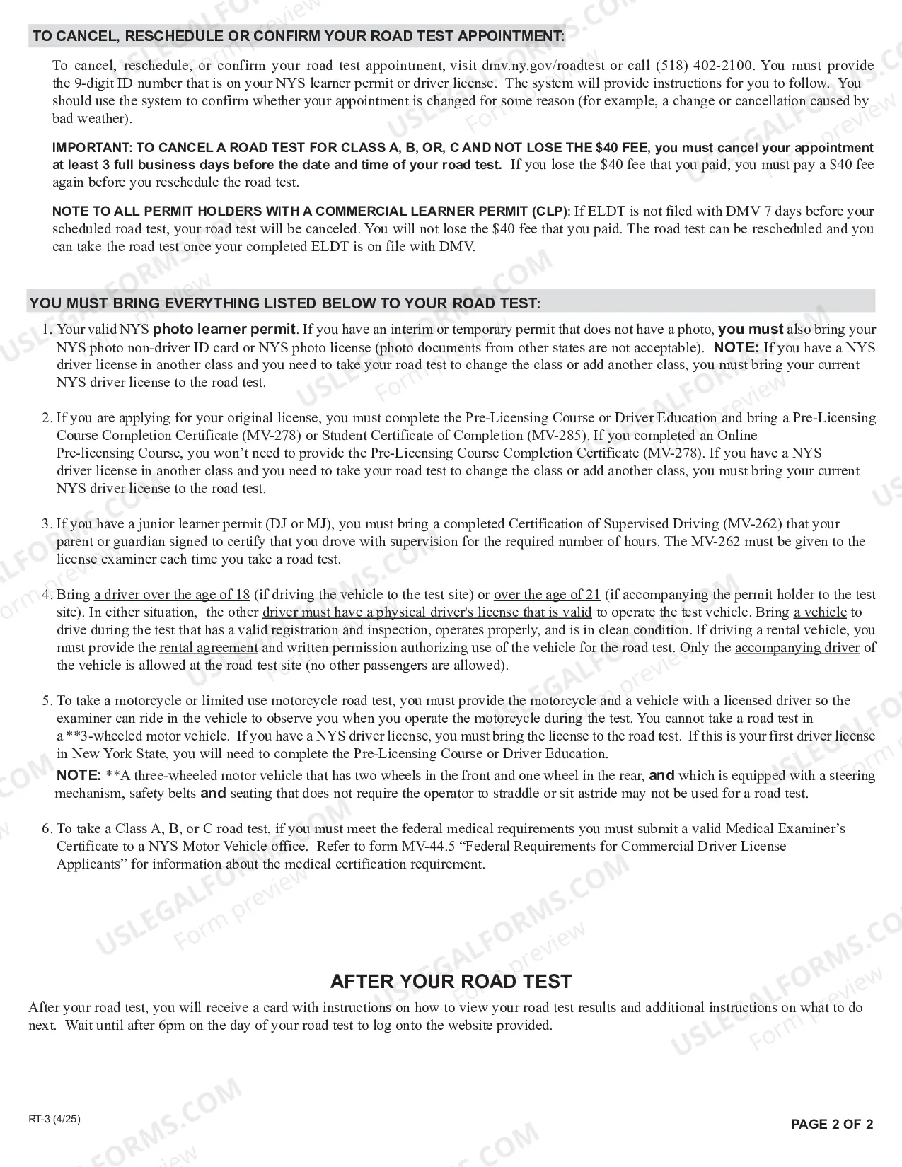 Preview Scheduling a Road Test by Phone or Internet