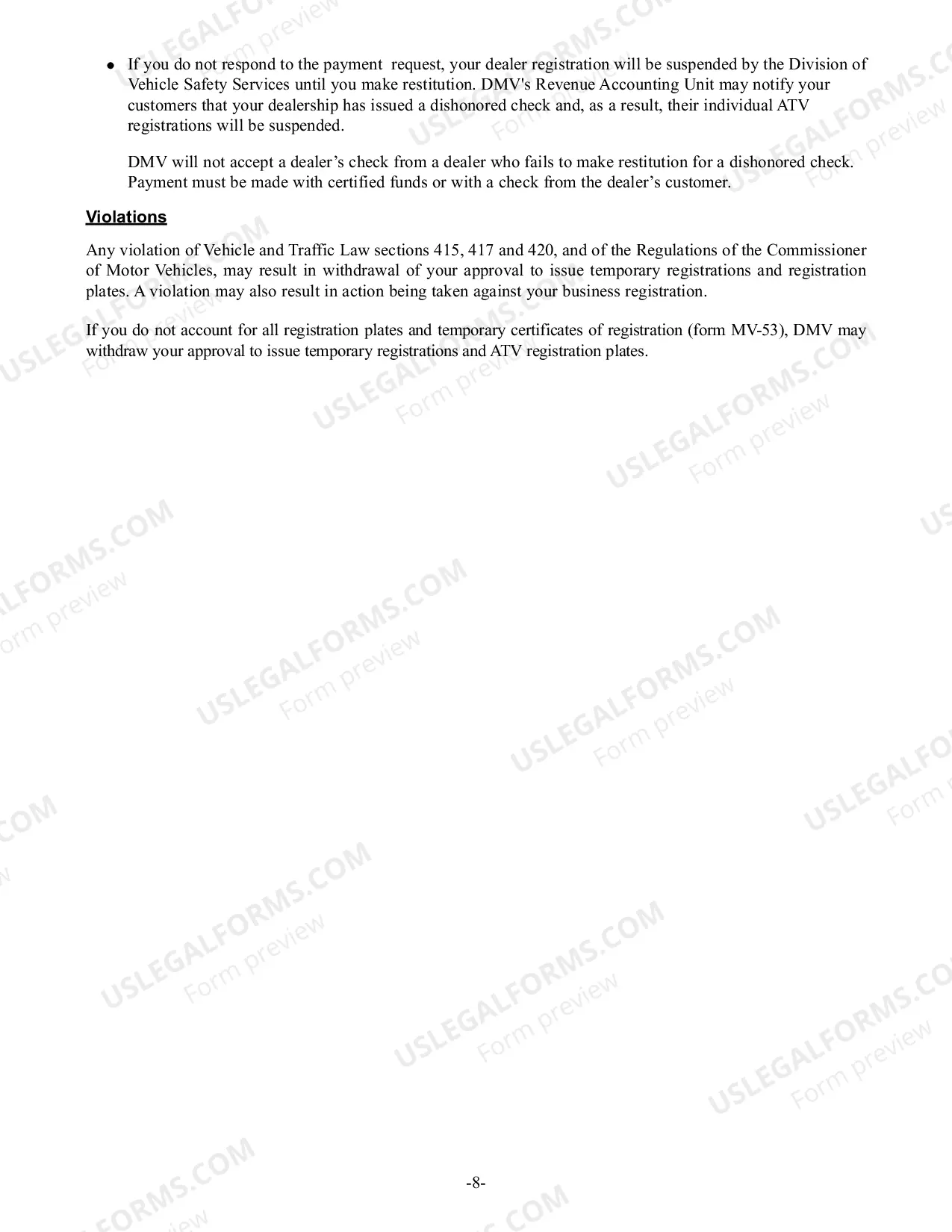 Preview All Terrain Vehicle Dealer Registration Instructions