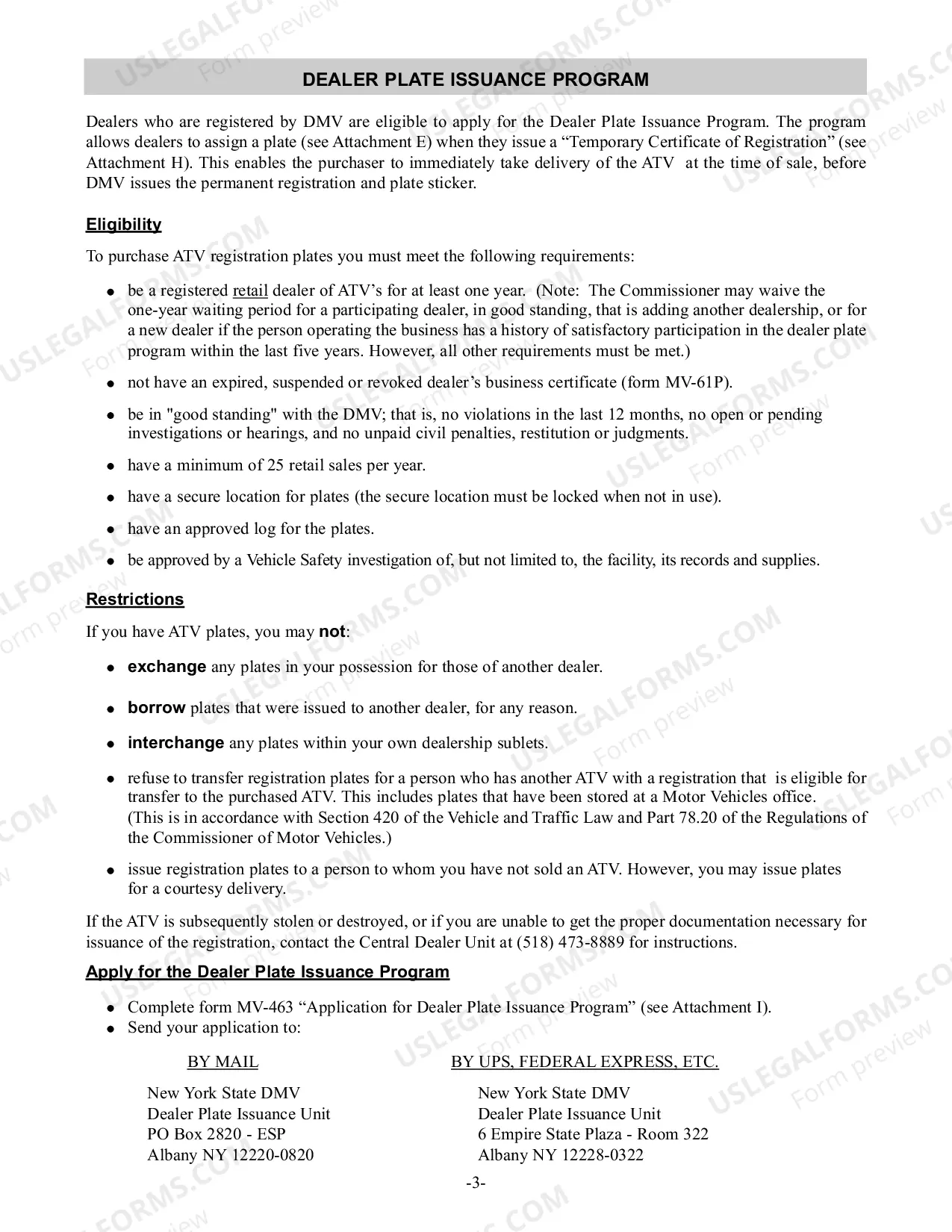 Preview All Terrain Vehicle Dealer Registration Instructions