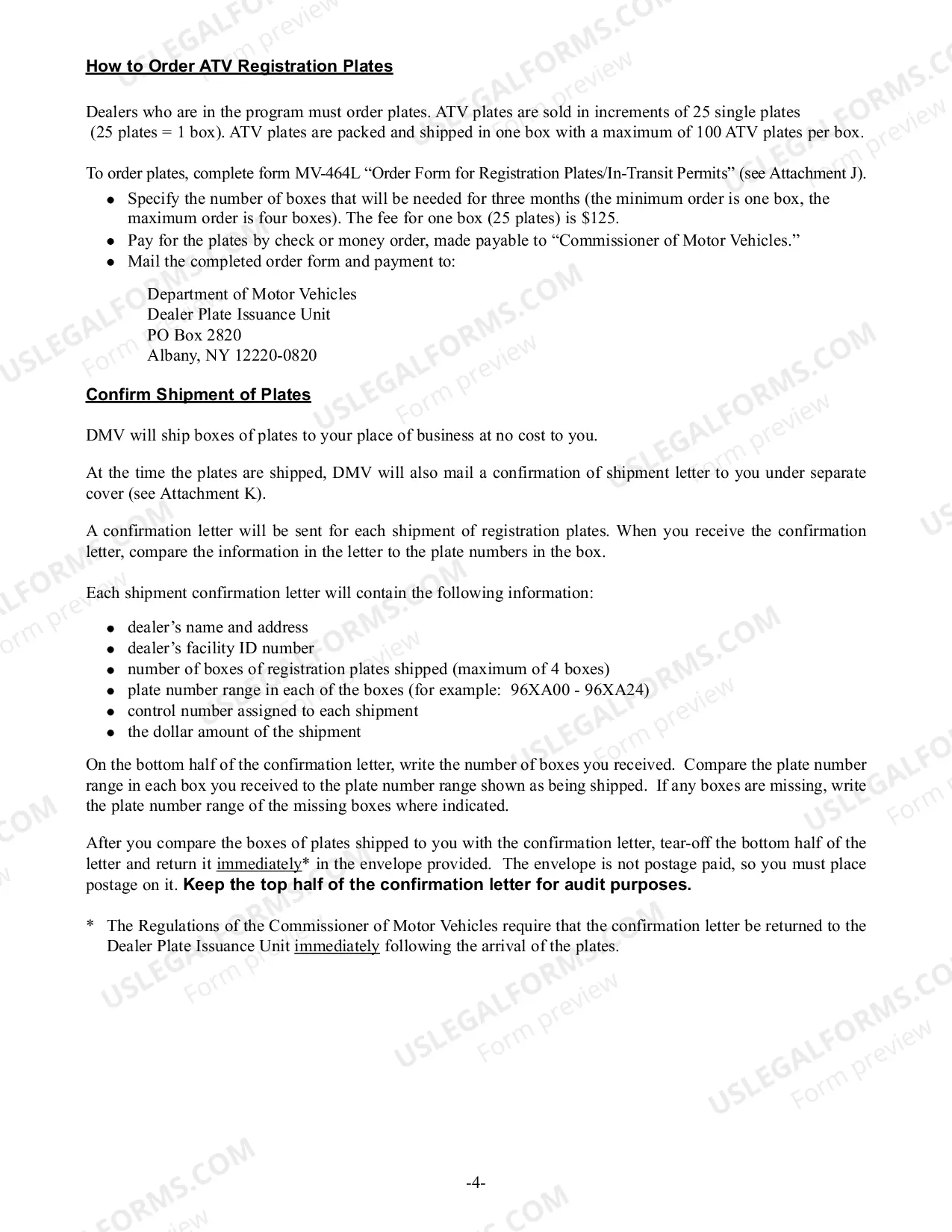 Preview All Terrain Vehicle Dealer Registration Instructions