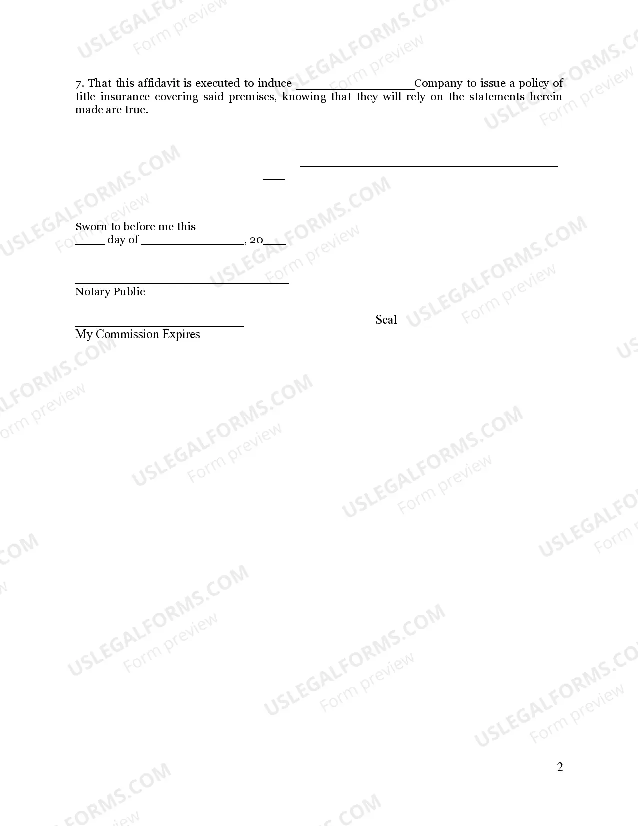 Preview Affidavit to Establish Surviving Tenant By the Entirety