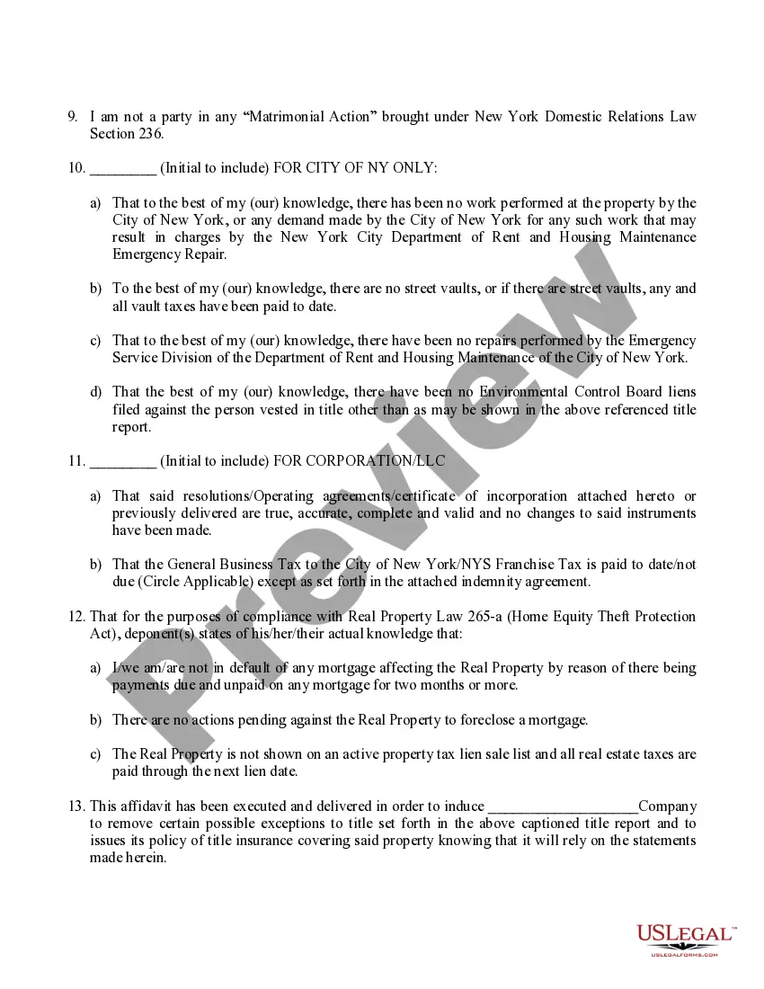 Preview Multiple Exception Affidavit