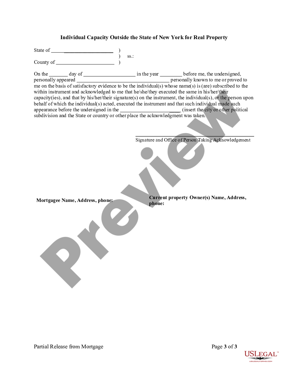 page 2 Partial Release of Property From Mortgage by Individual Holder preview