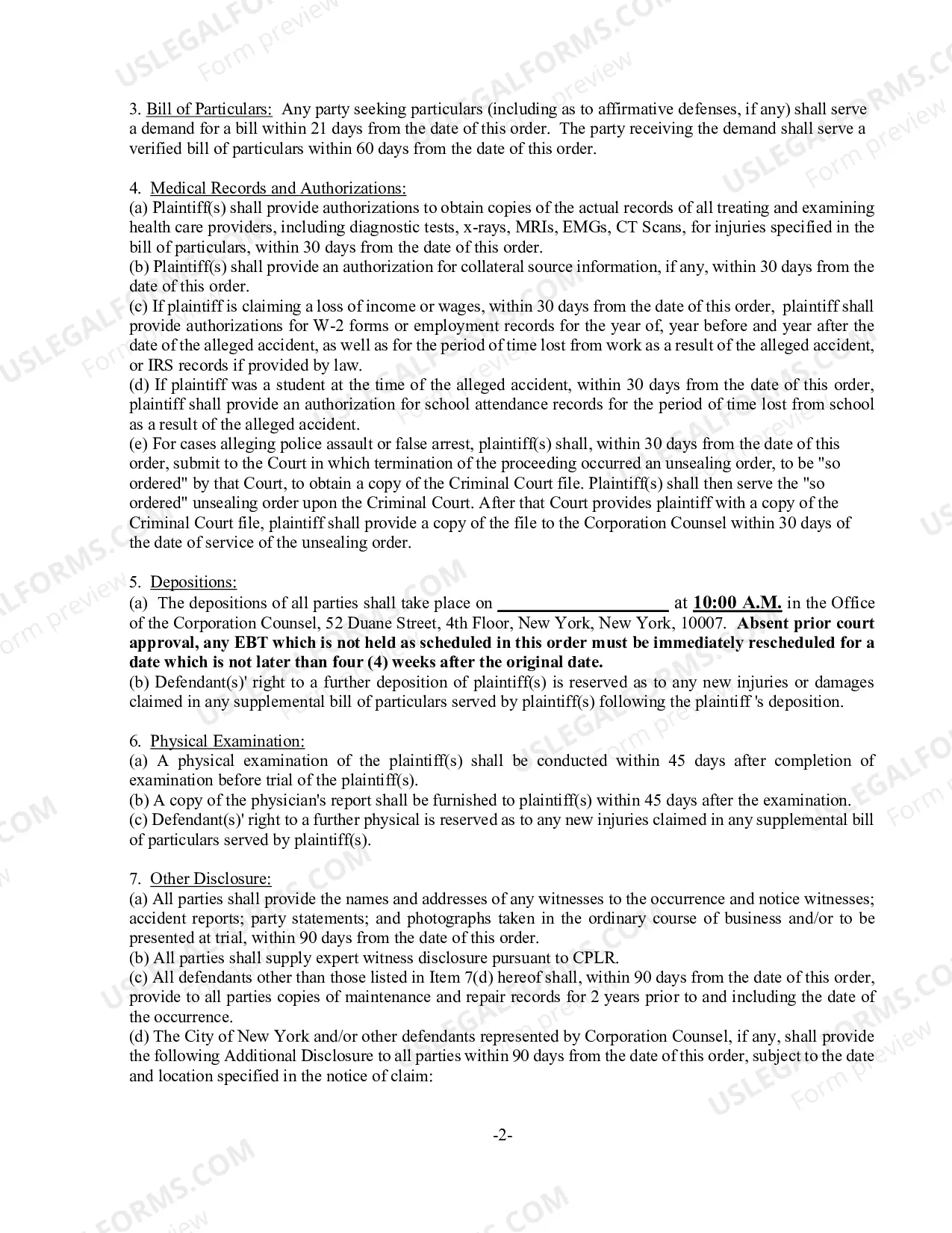 Preview Case Scheduling Order - CIty Cases