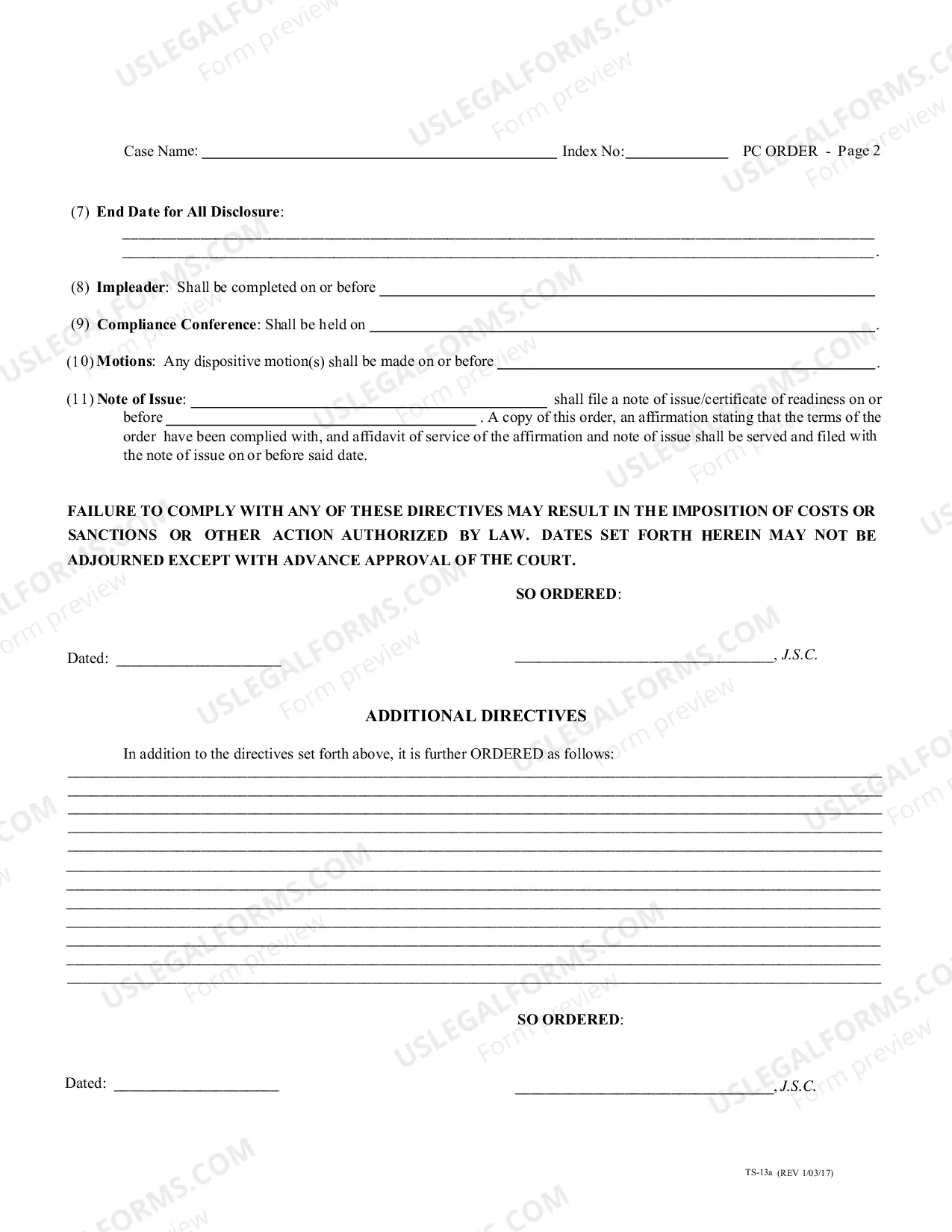 Preview Preliminary Conference Form -- General