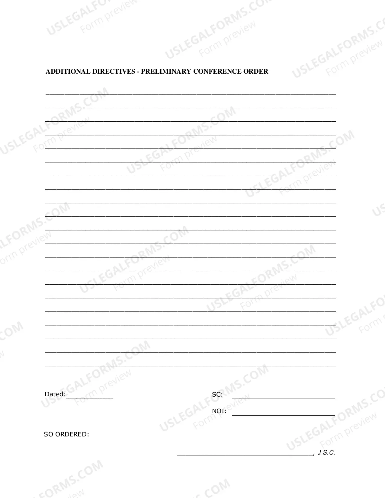Preview Preliminary Conference Form -- General