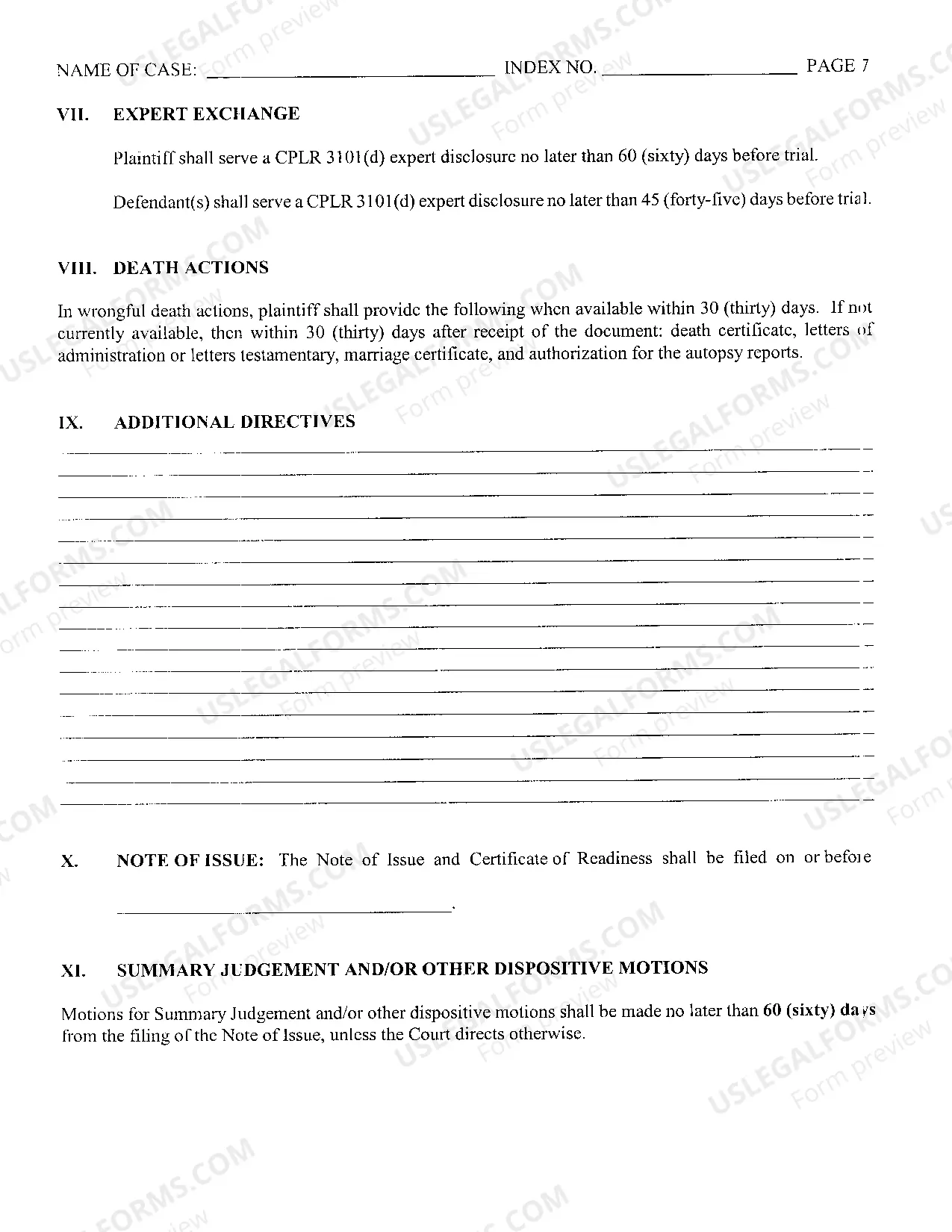 Preview Preliminary Conference Order For Medical Dental And Podiatric Malpractice Actions