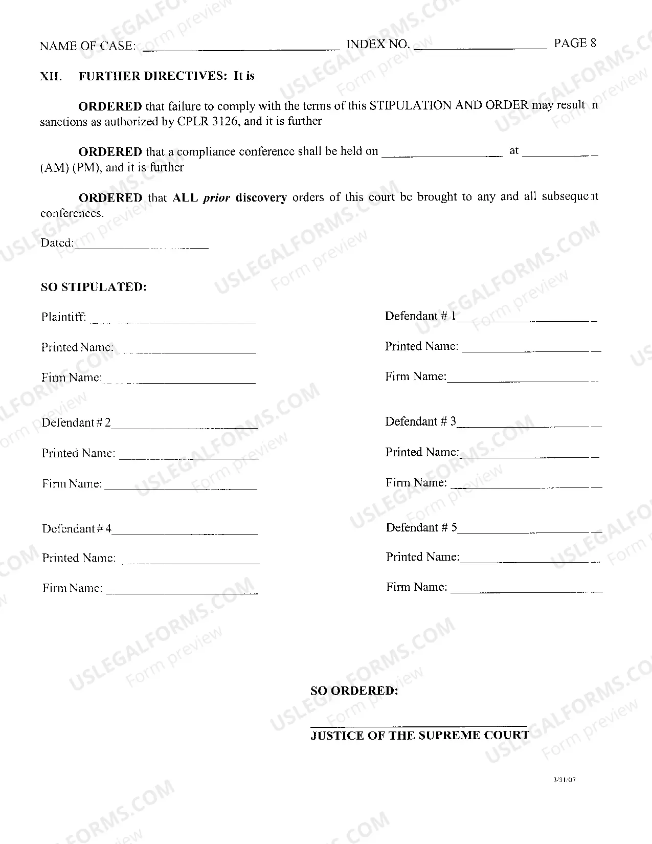 Preview Preliminary Conference Order For Medical Dental And Podiatric Malpractice Actions