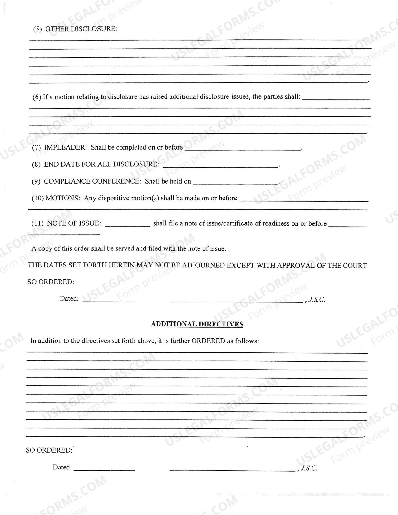 Preview Preliminary Conference Form -- Commercial Cases