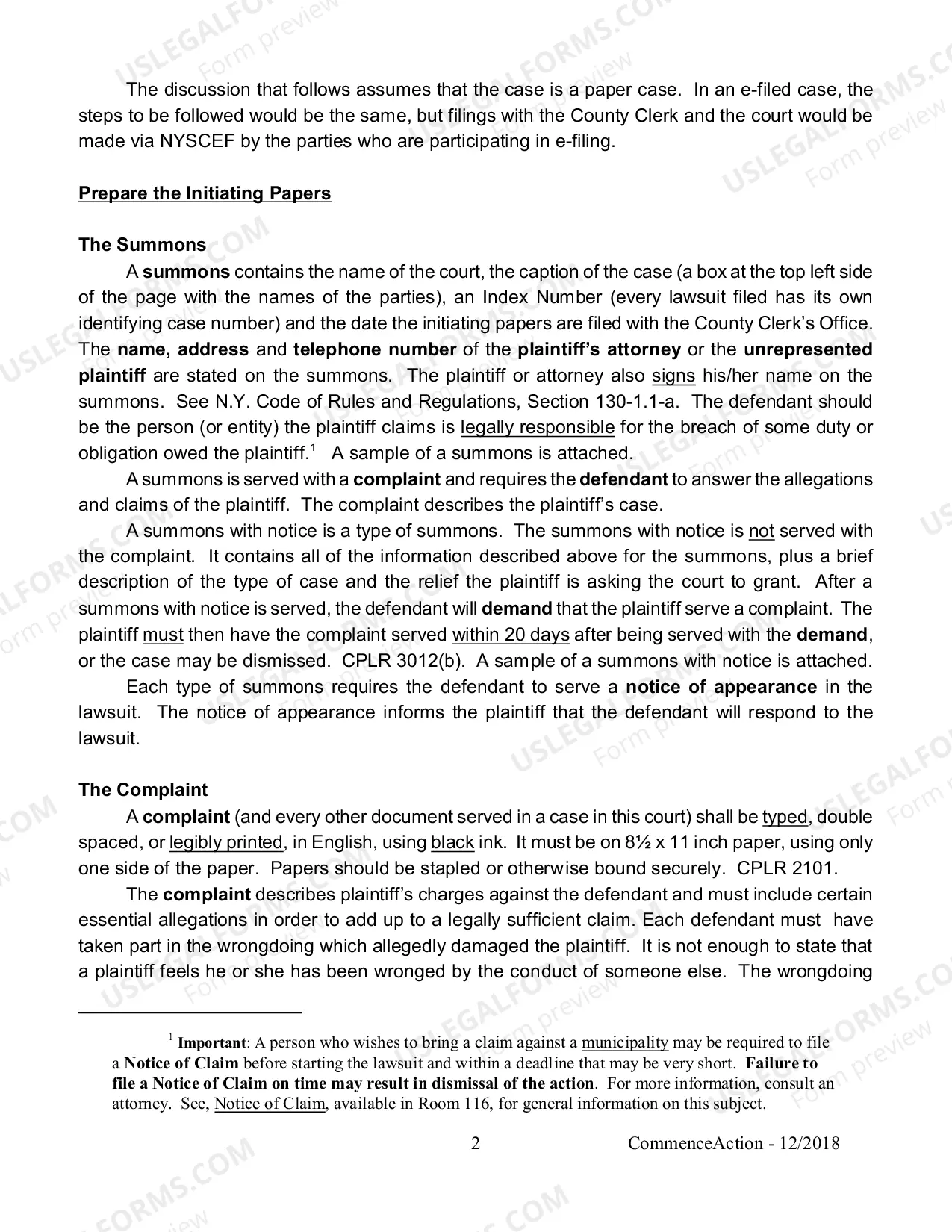 Preview How to Commence a Civil Action