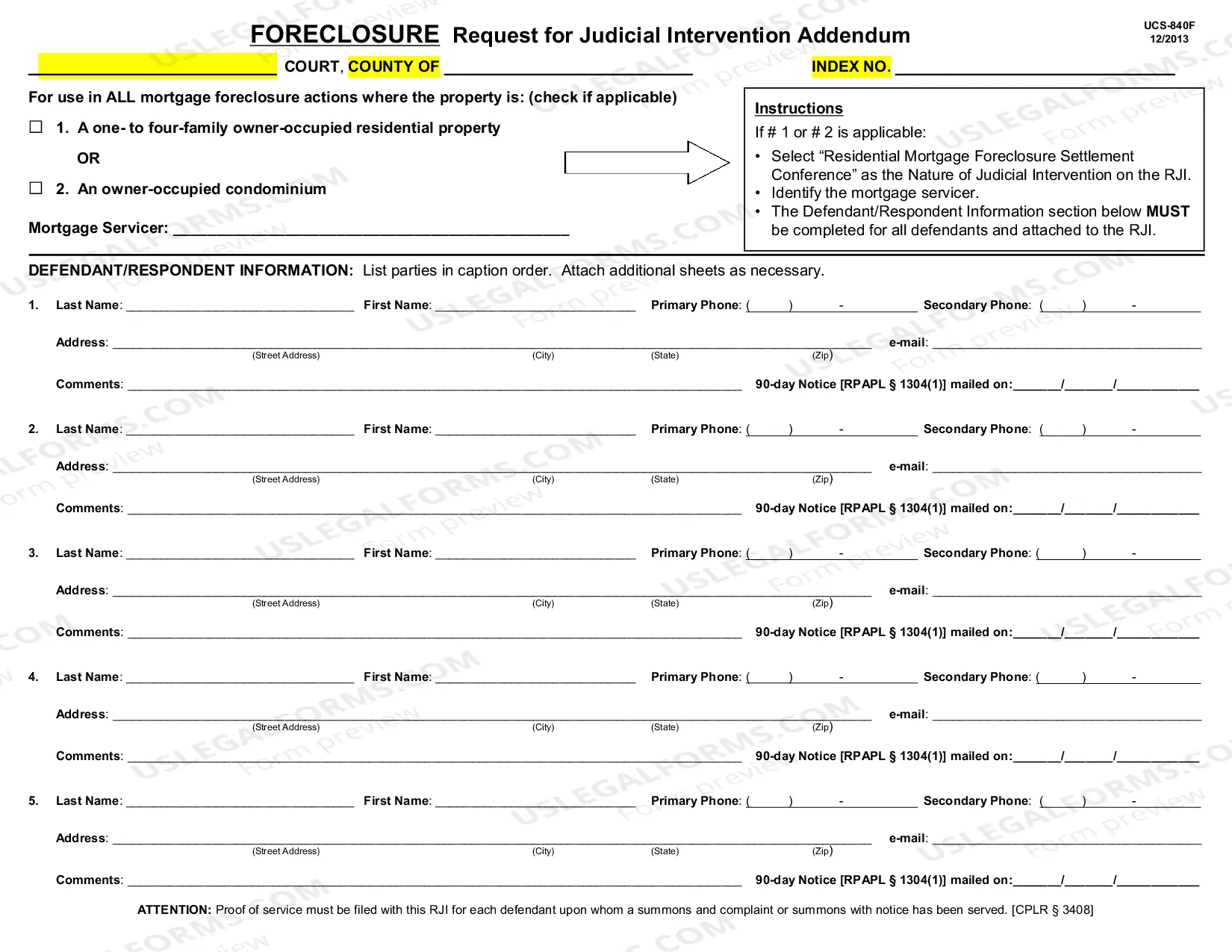 Preview How to File a Request for Judicial Intervention, Foreclosure Action Only