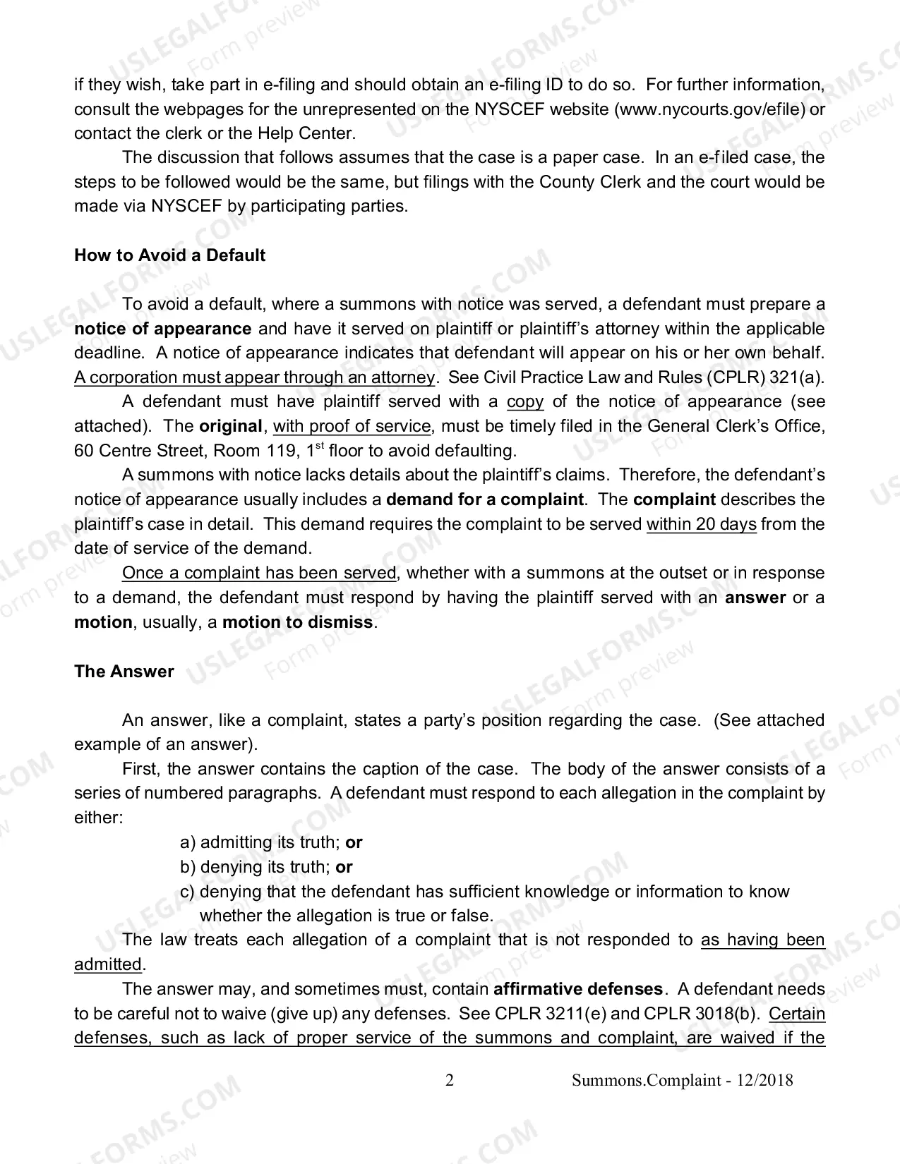 Preview How to Respond to a Summons and Complaint