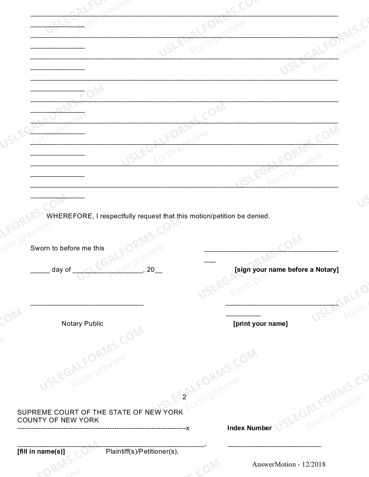 Preview How to Answer a Motion