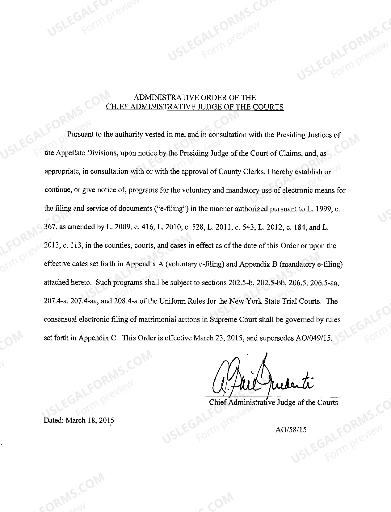 Preview ADMINISTRATIVE ORDER DATED 3-18-2015