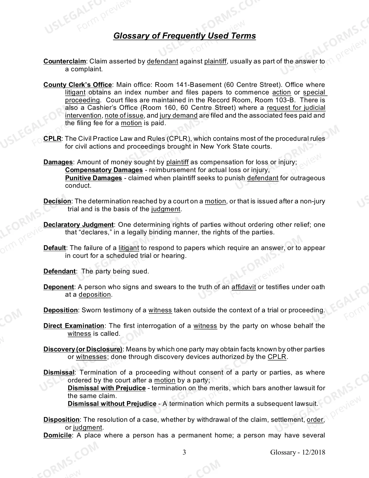 Preview Glossary