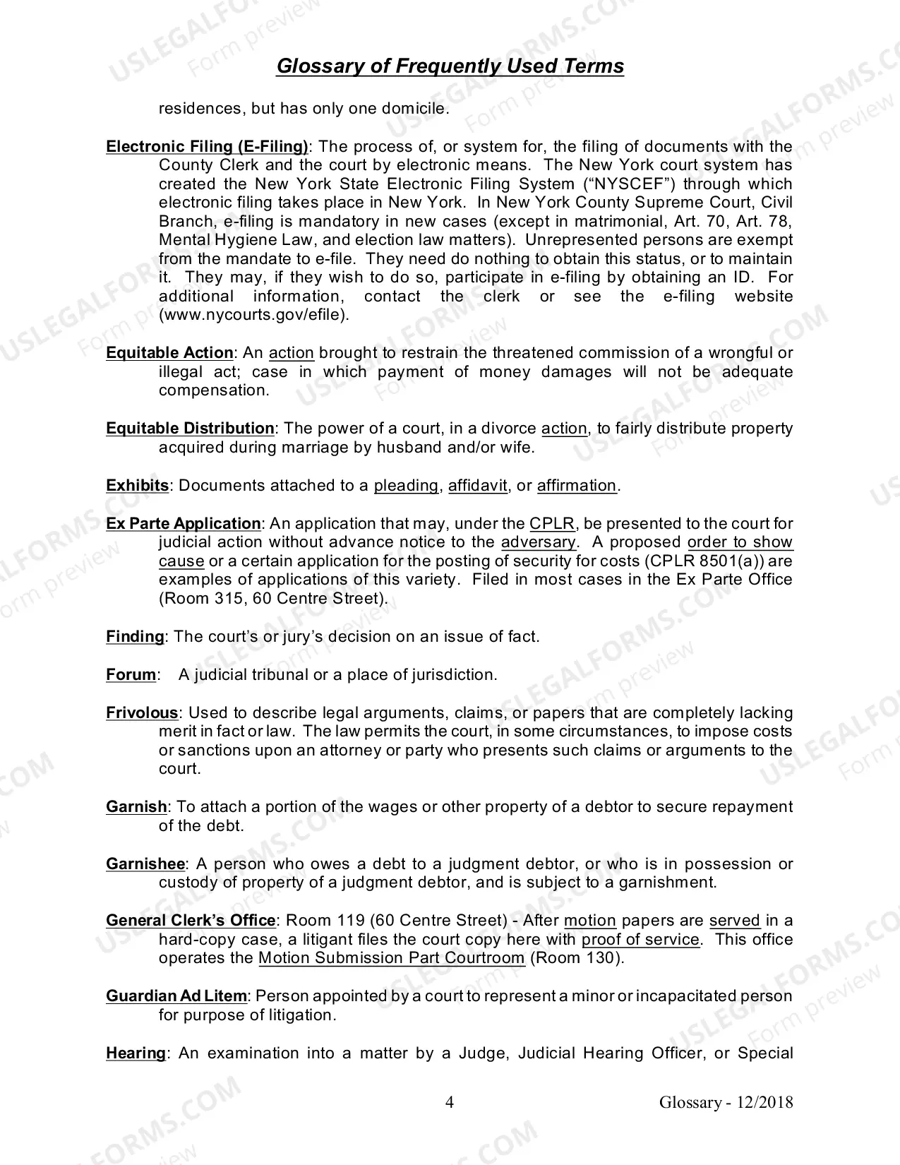 Preview Glossary