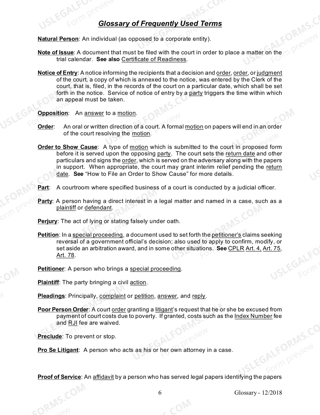 Preview Glossary