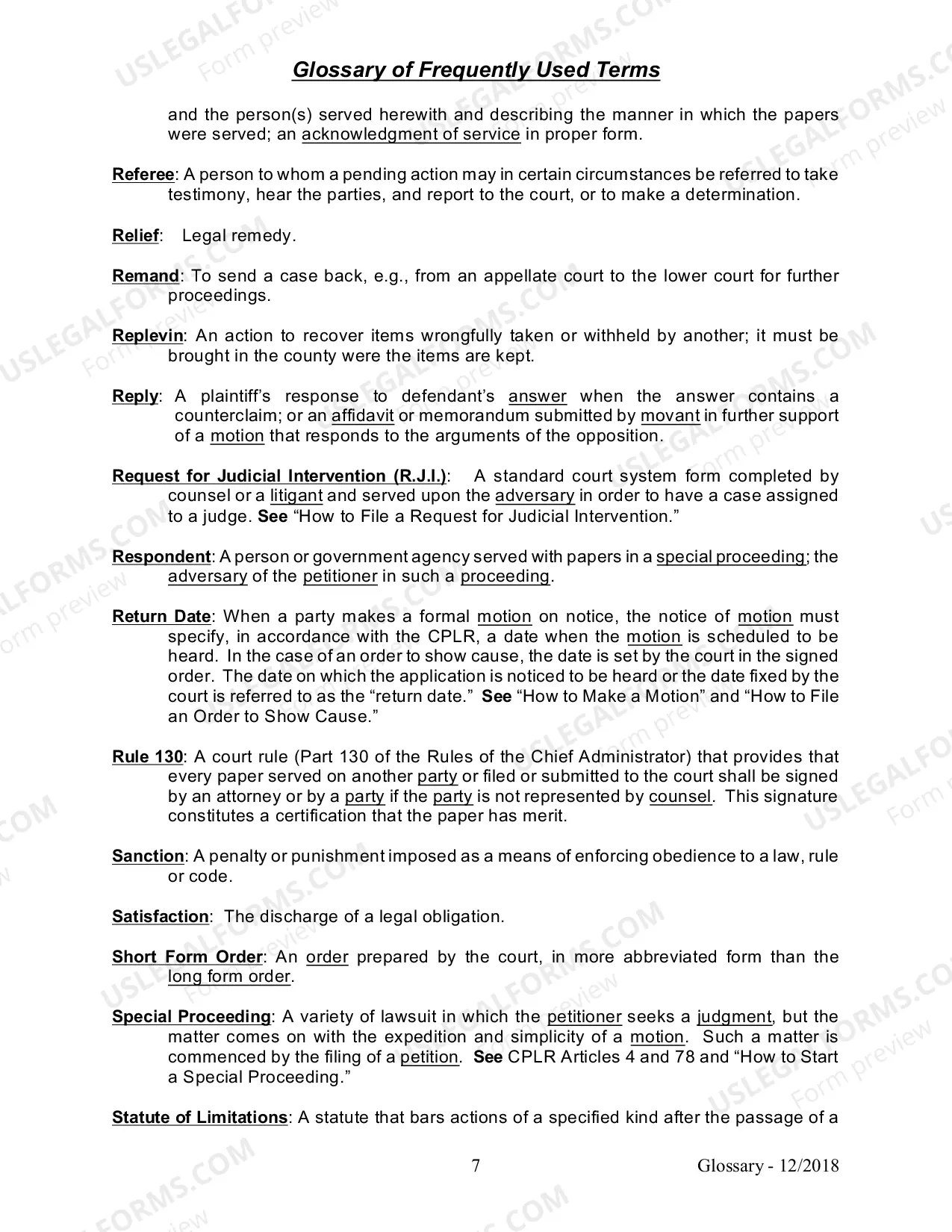 Preview Glossary