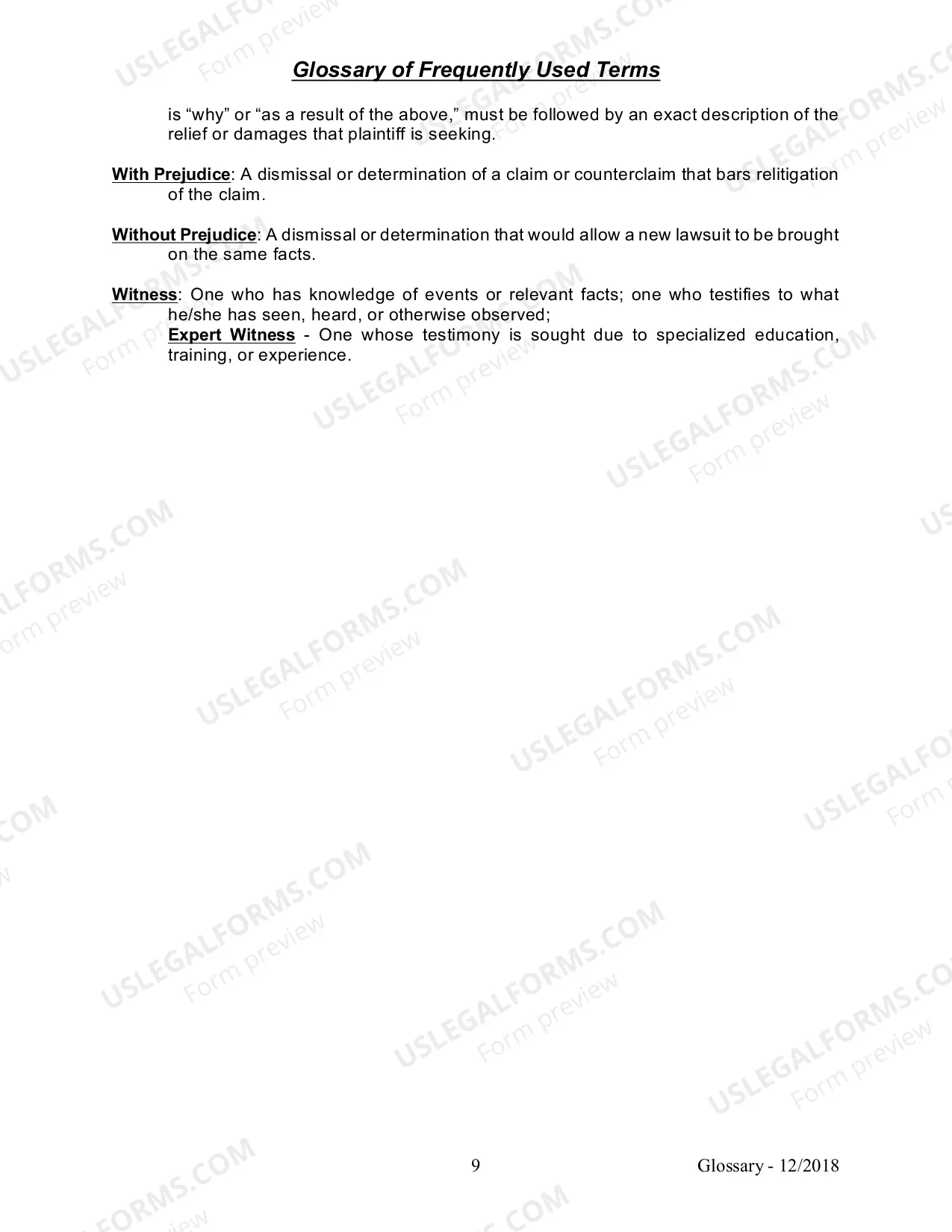 Preview Glossary