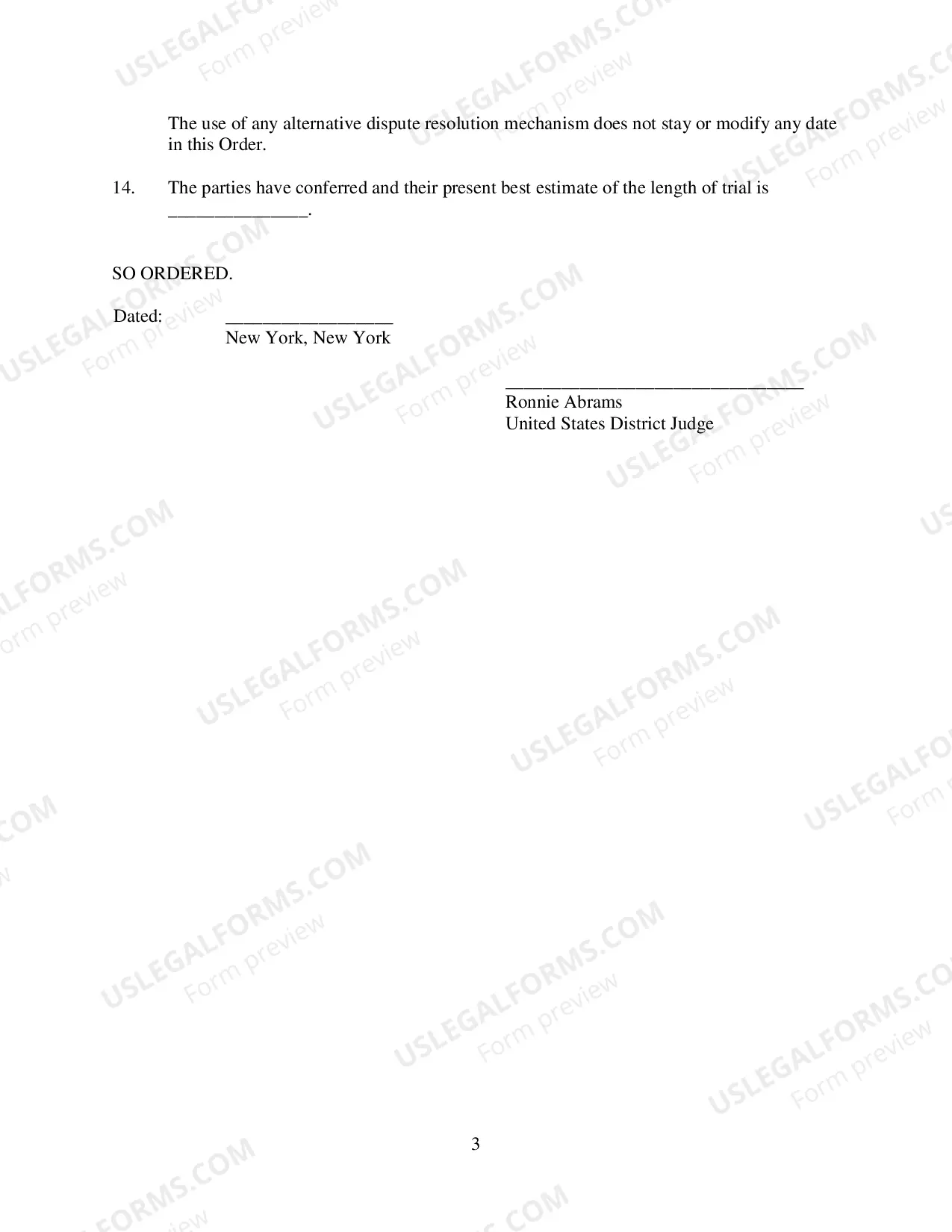 Preview Case Management Plan And Scheduling Order (Judge Abrams)