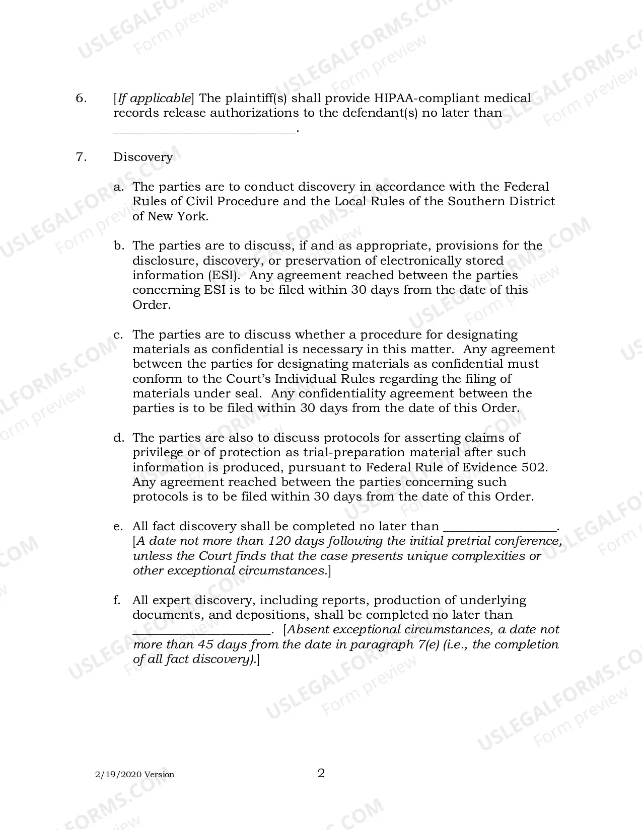 Preview Case Management Plan And Scheduling Order (Judge Failla)