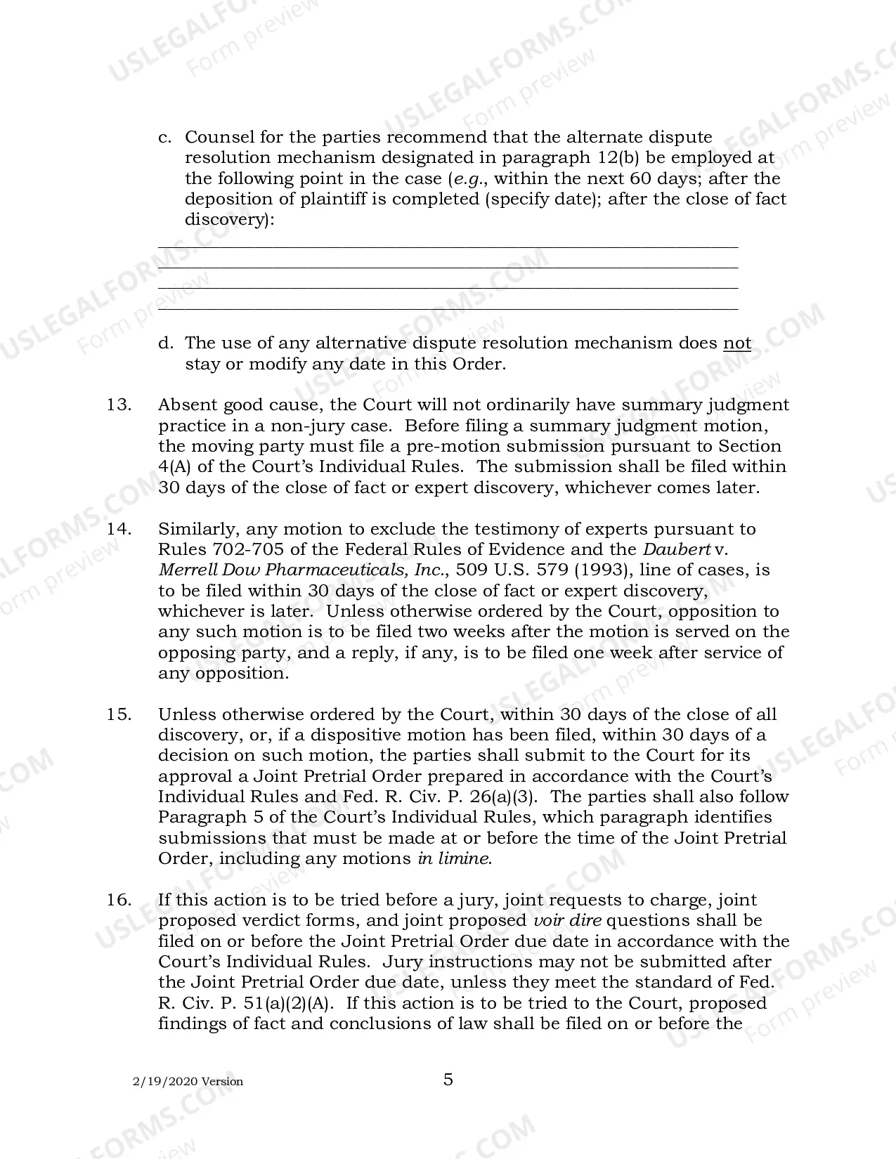 Preview Case Management Plan And Scheduling Order (Judge Failla)