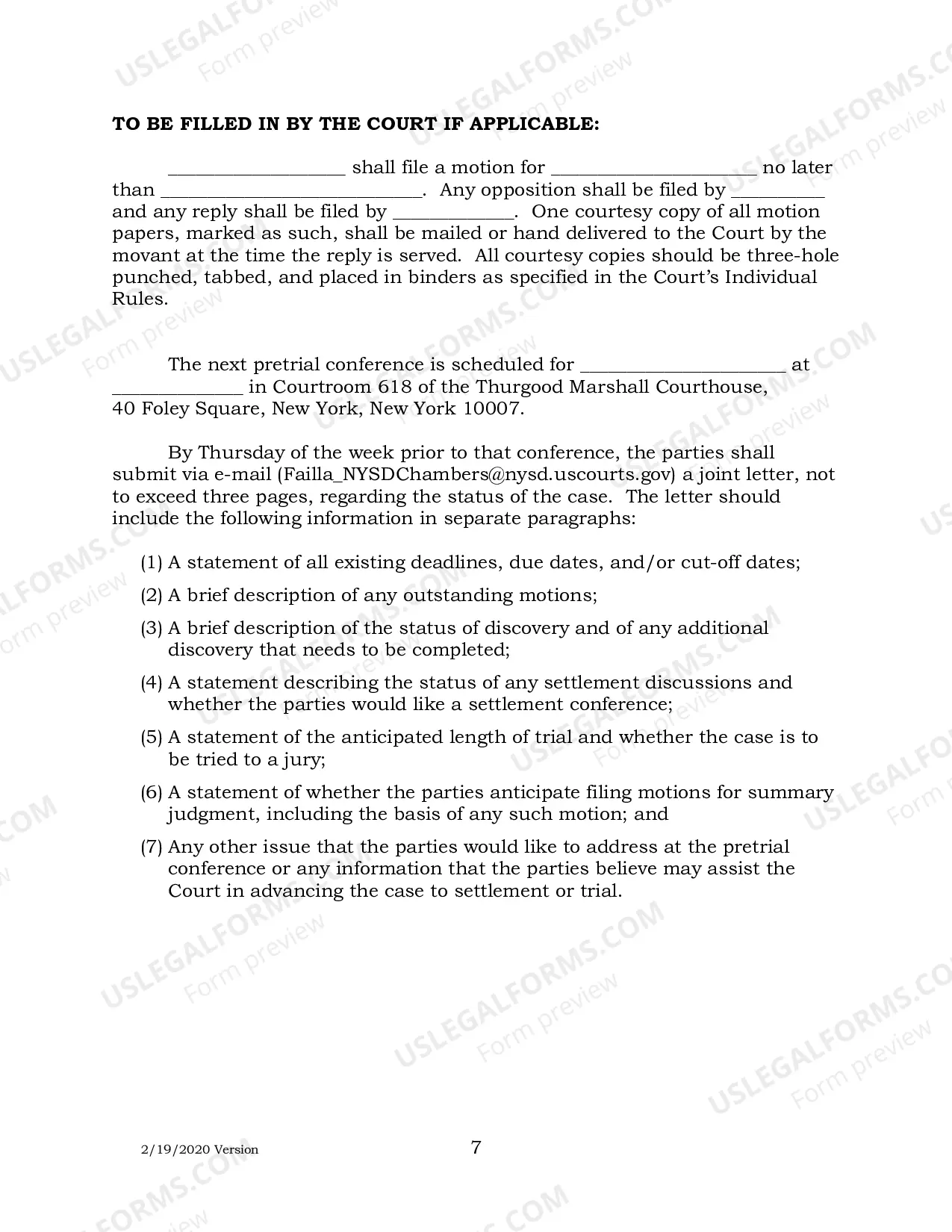 Preview Case Management Plan And Scheduling Order (Judge Failla)