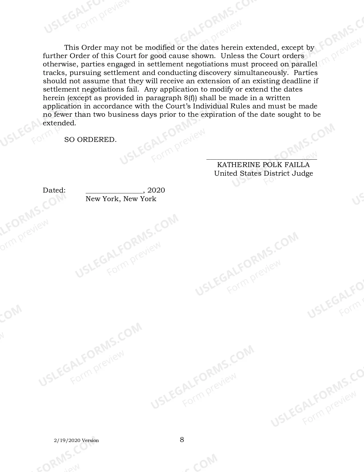 Preview Case Management Plan And Scheduling Order (Judge Failla)