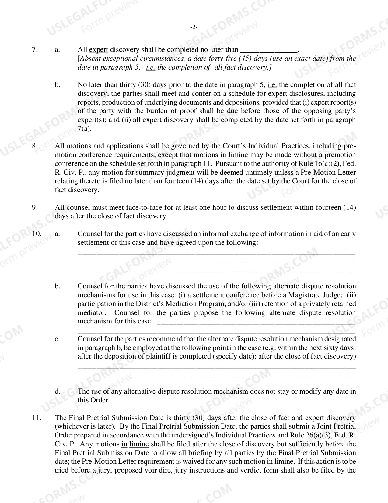 Preview Case Management Plan For Complex Cases And Scheduling Order (Judge Castel)