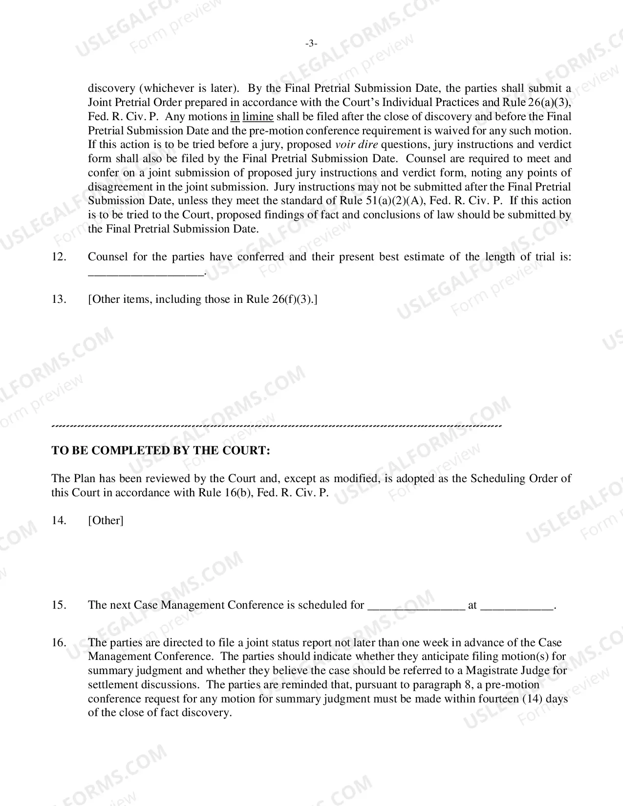 Preview Civil Case Management And Scheduling Order (Judge Torres)