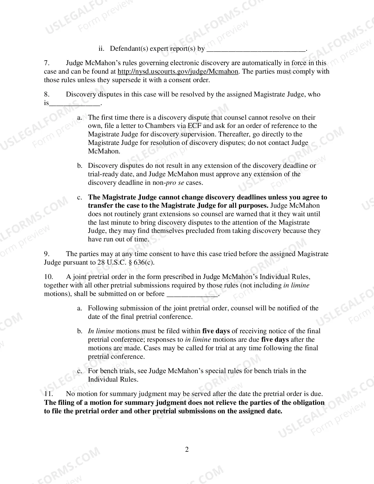 Preview Civil Case Management Plan (Judge McMahon)
