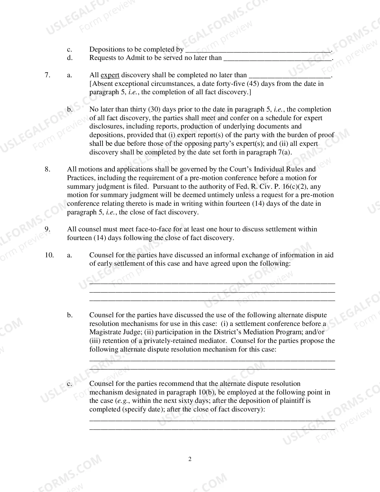 Preview Civil Case Management Plan And Scheduling Order (Judge Engelmayer)