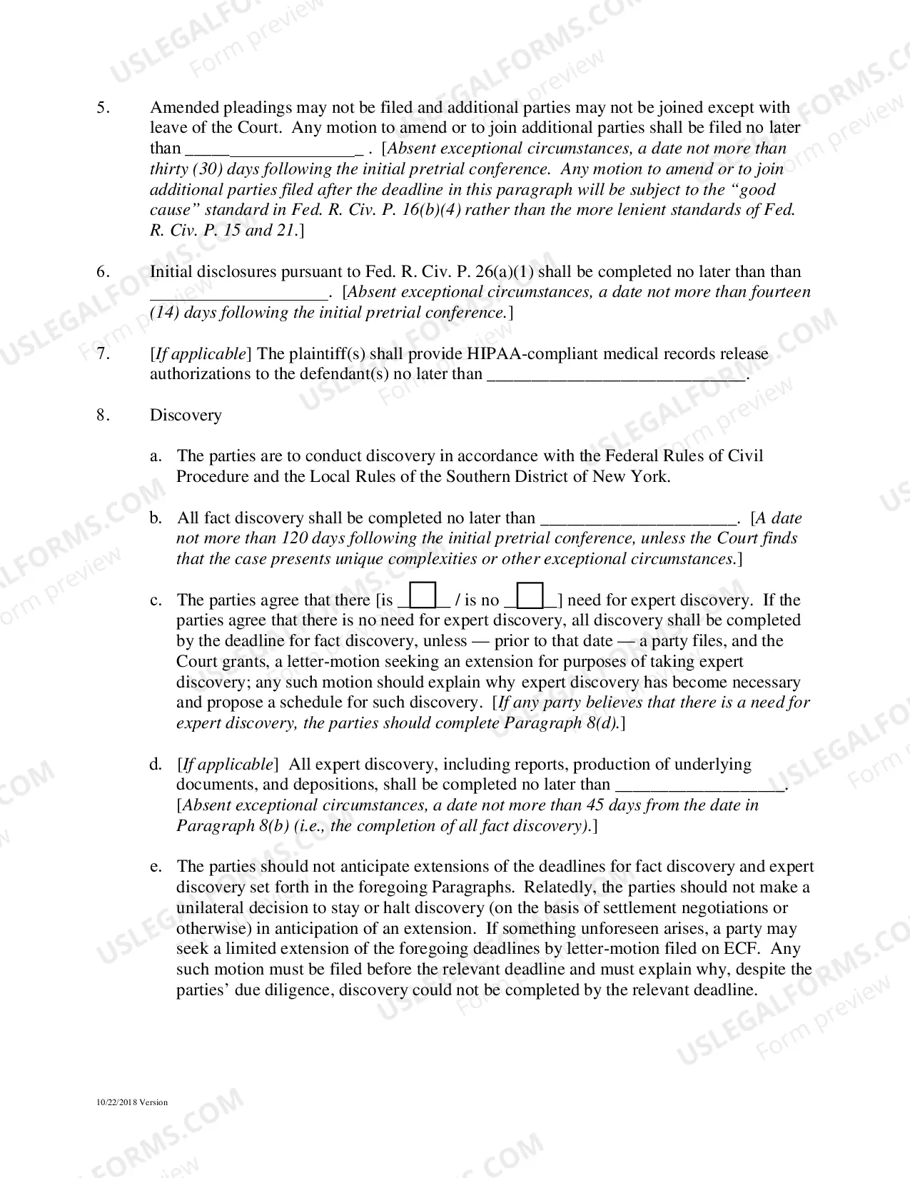 Preview Civil Case Management Plan And Scheduling Order (Judge Furman)