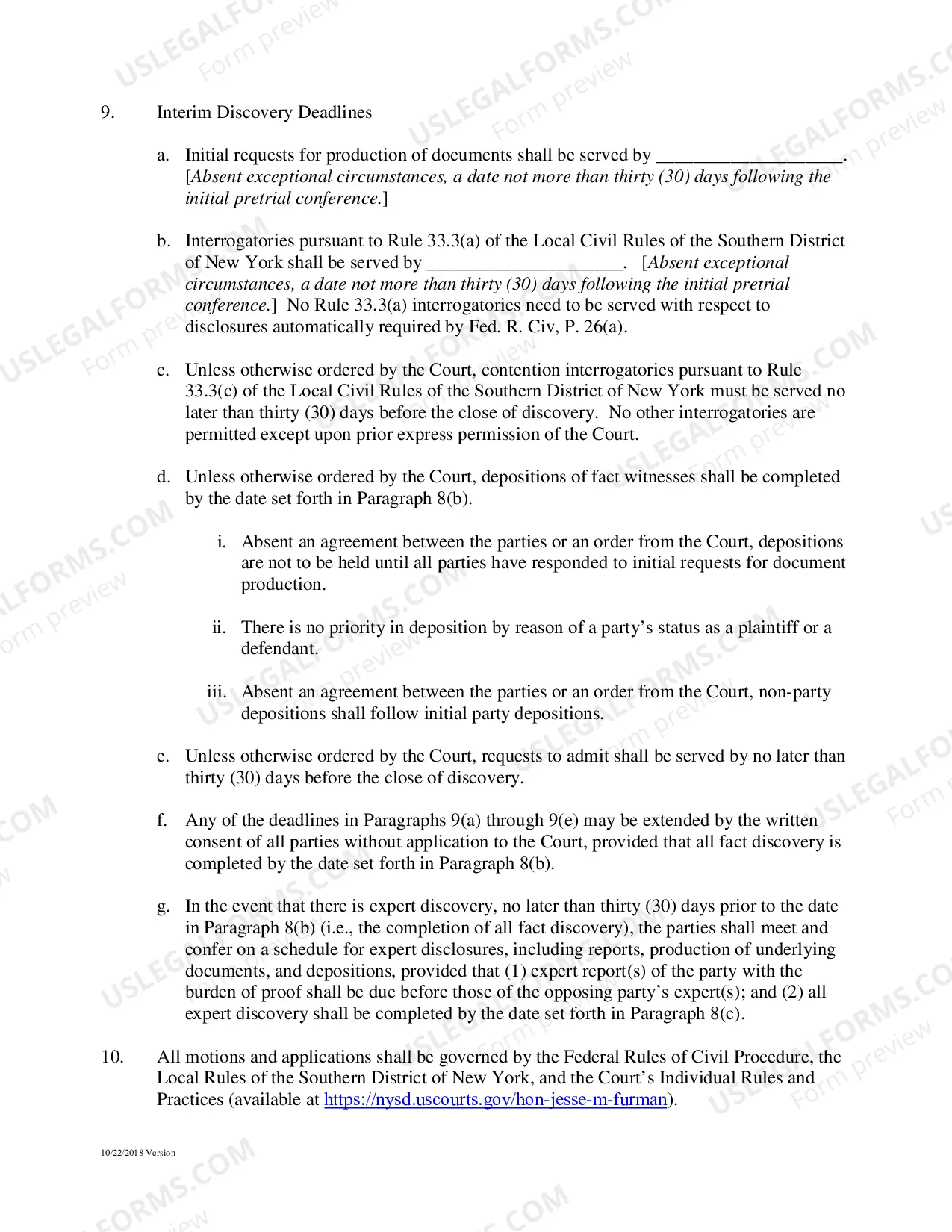 Preview Civil Case Management Plan And Scheduling Order (Judge Furman)