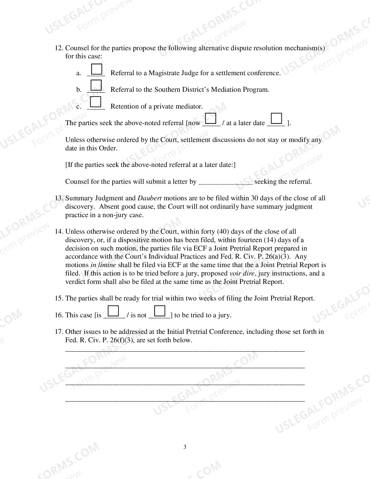Preview Civil Case Management Plan And Scheduling Order (Judge Nathan)