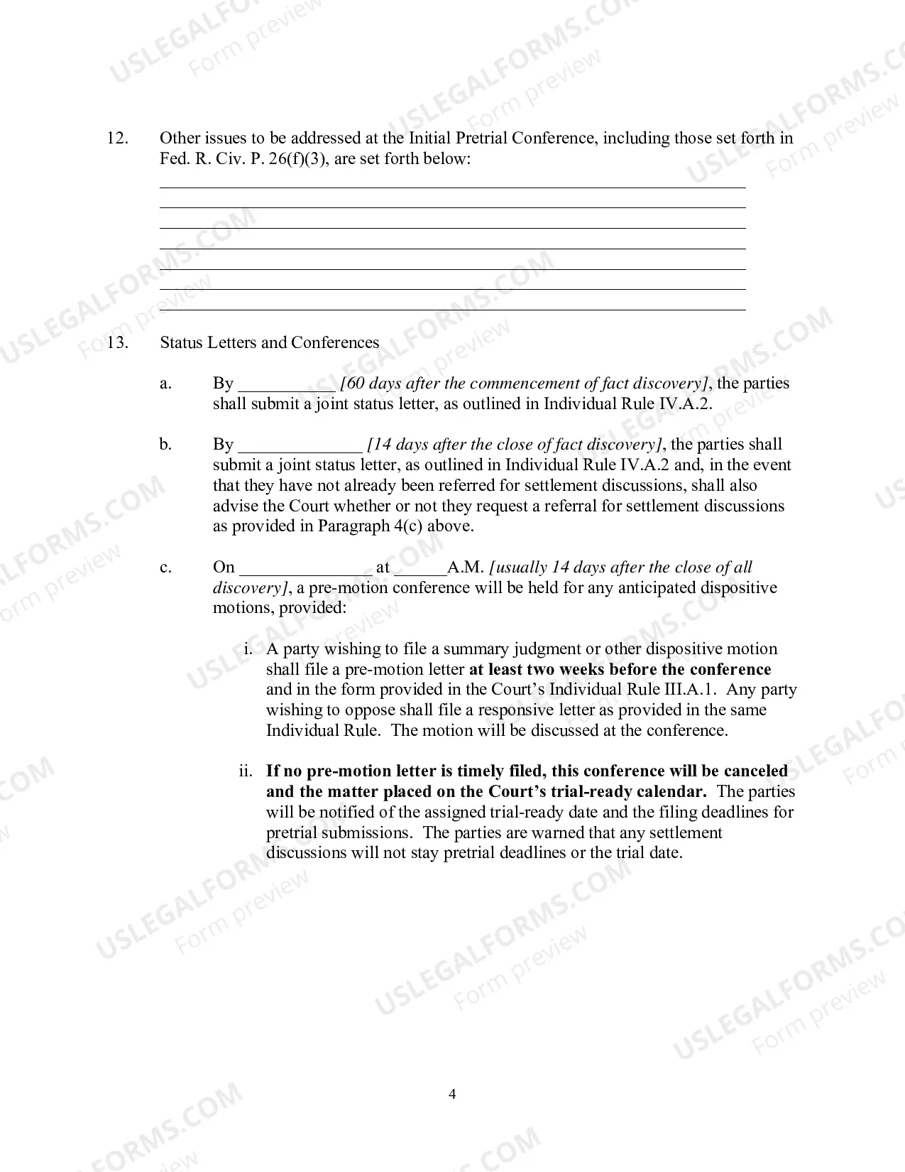 Preview Civil Case Management Plan And Scheduling Order (Judge Schofield)