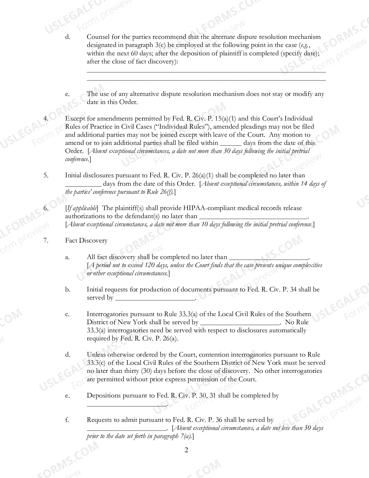 Preview Civil Case Management Plan And Scheduling Order (Judge Woods)