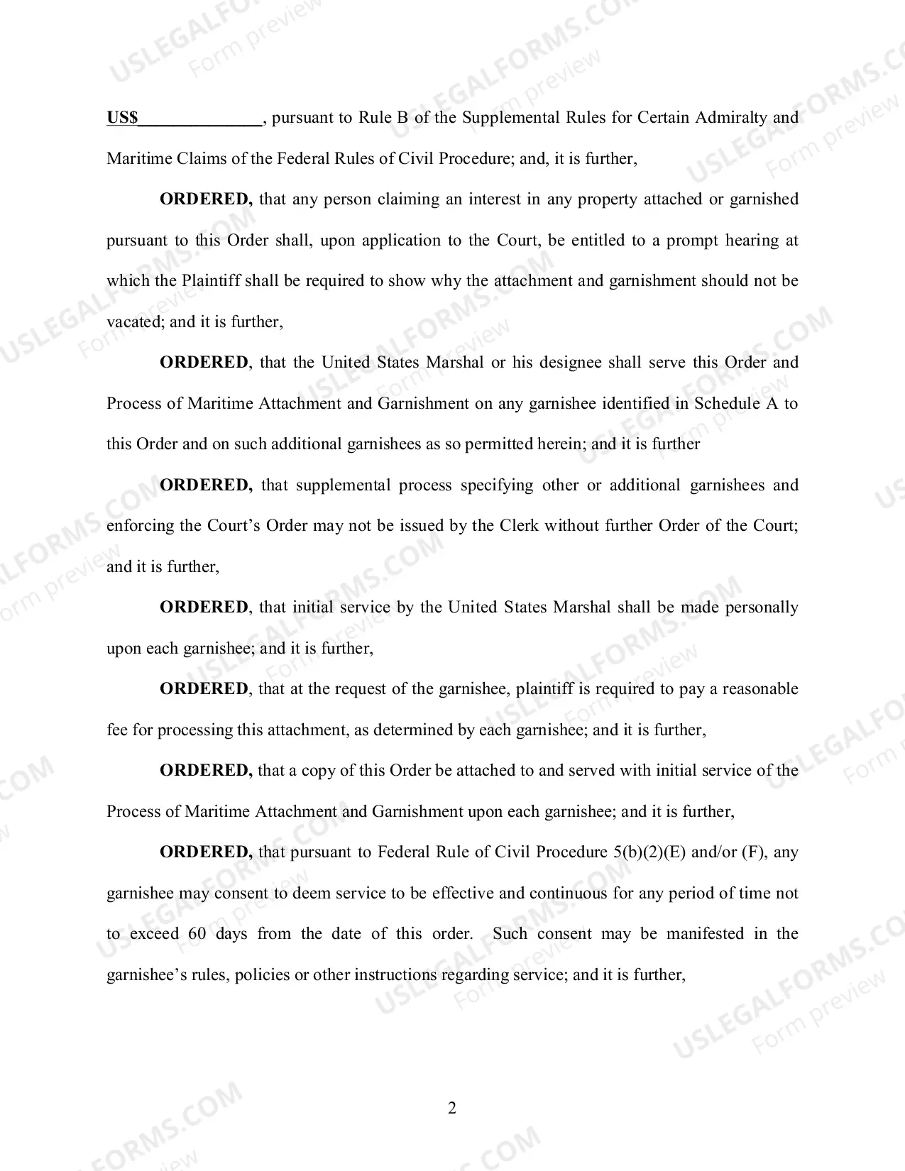 Preview Order Directing Clerk To Issue Process of Maritime Attachment And Garnishmen (Judge Cote)