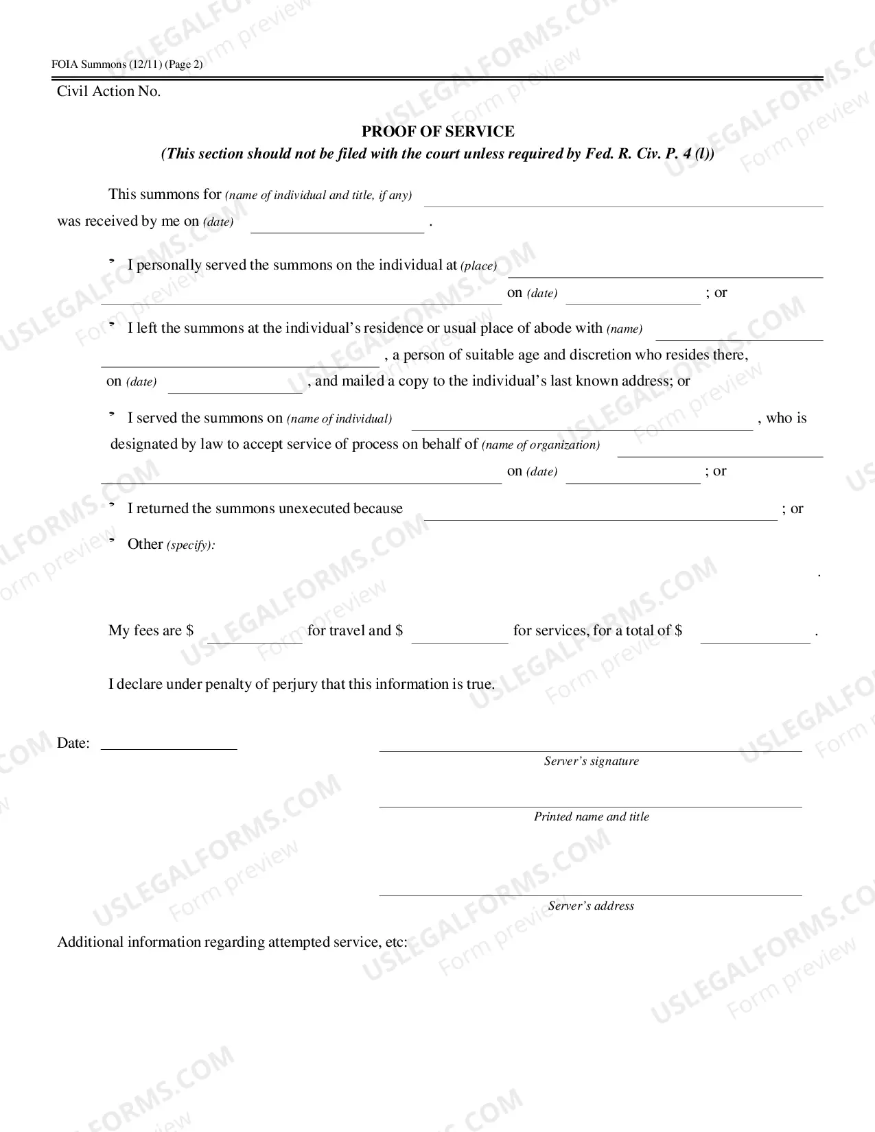 Preview Summons In A Civil Action (NYSD)