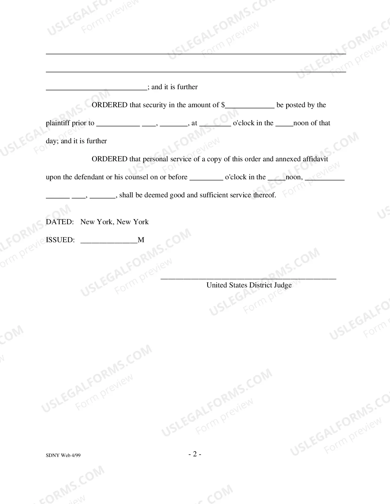 Preview Order To Show Cause For Preliminary Injunction And Temporary Restraining Order