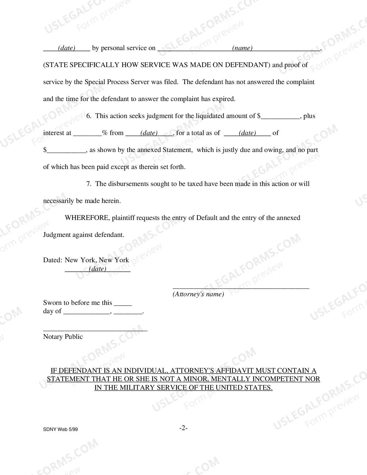 Preview Affidavit For Judgment By Default (Sample And Form)